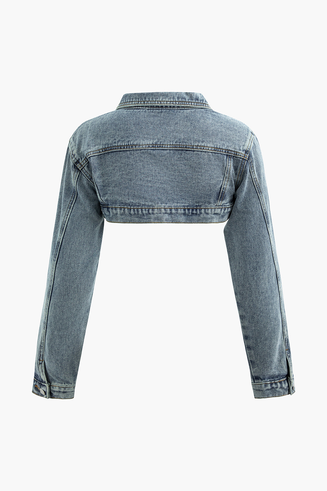 Faded Denim Crop Jacket - Y2K Aesthetic Outerwear for Trendy Outfits and Vintage Vibes