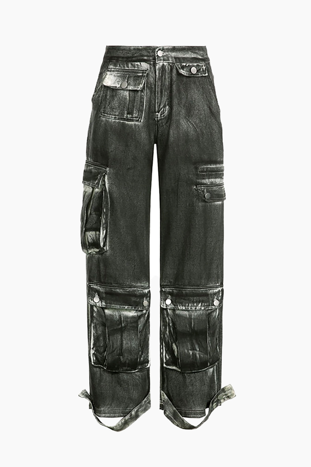 Faded Flap Pocket Straight Leg Cargo Jeans for Y2K Aesthetic and Grunge Style Outfits