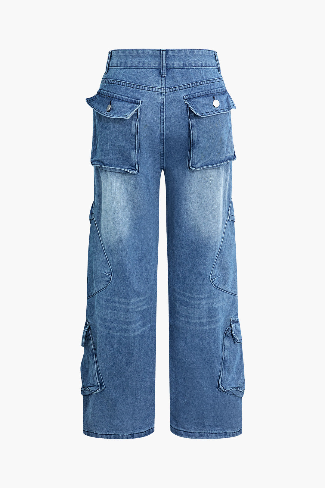 Faded Flap Pocket Straight Leg Jeans - Y2K Style Denim for Trendy Aesthetic Outfits