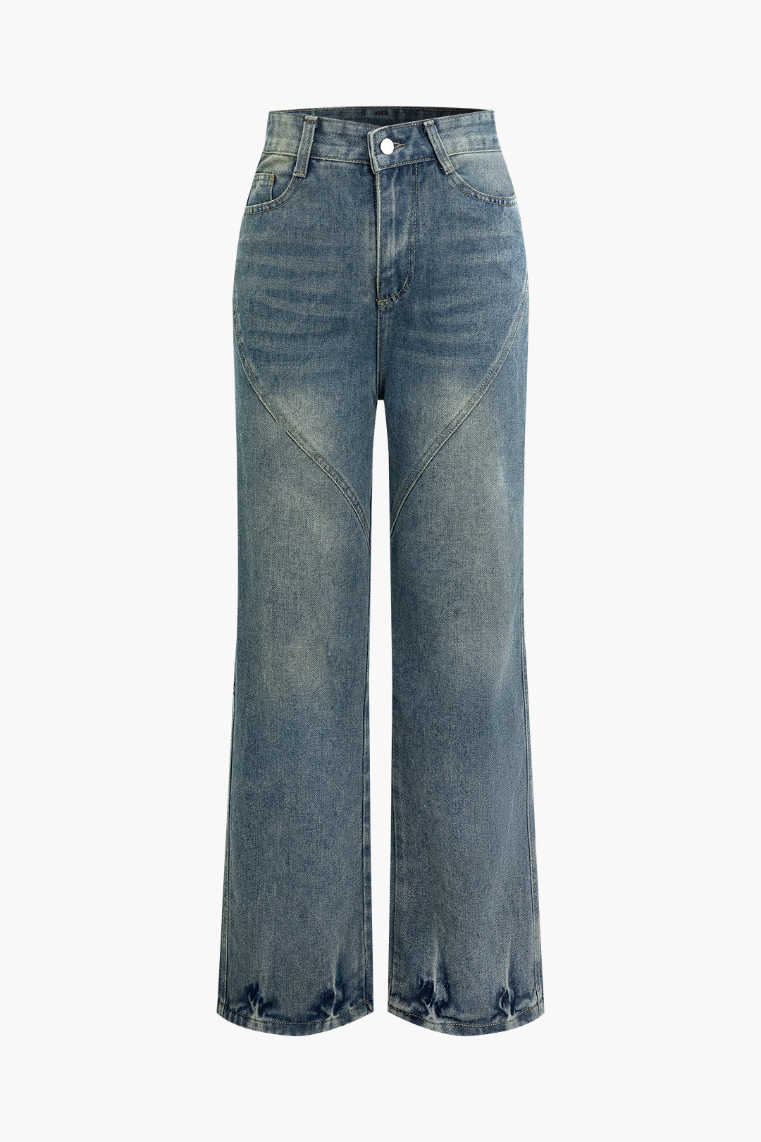 Faded High Waist Wide Leg Jeans - Y2K Aesthetic Denim for Trendy Outfits