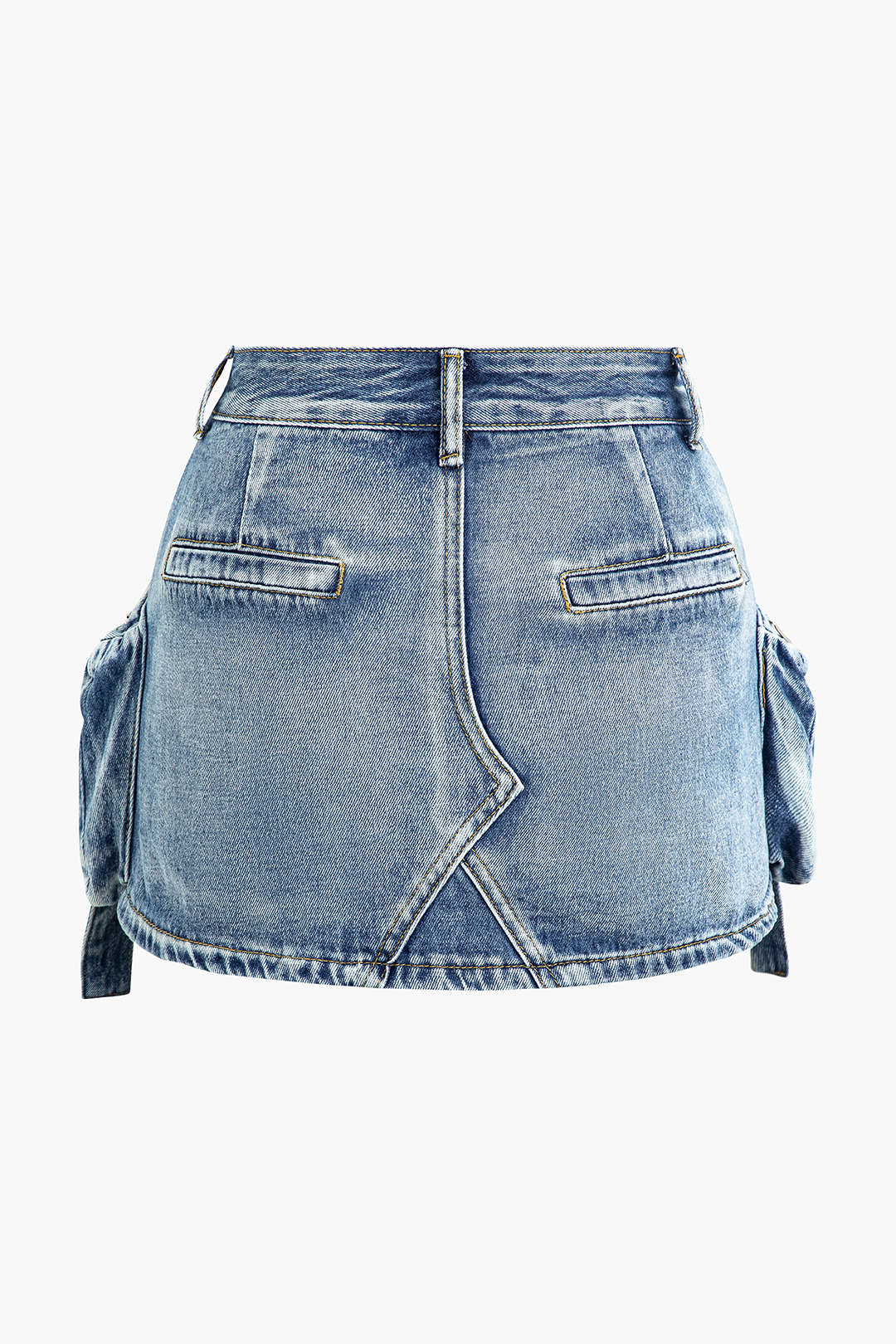 Faded Pocket Denim Cargo Skirt - Y2K Aesthetic Grunge Style for Trendy Outfits