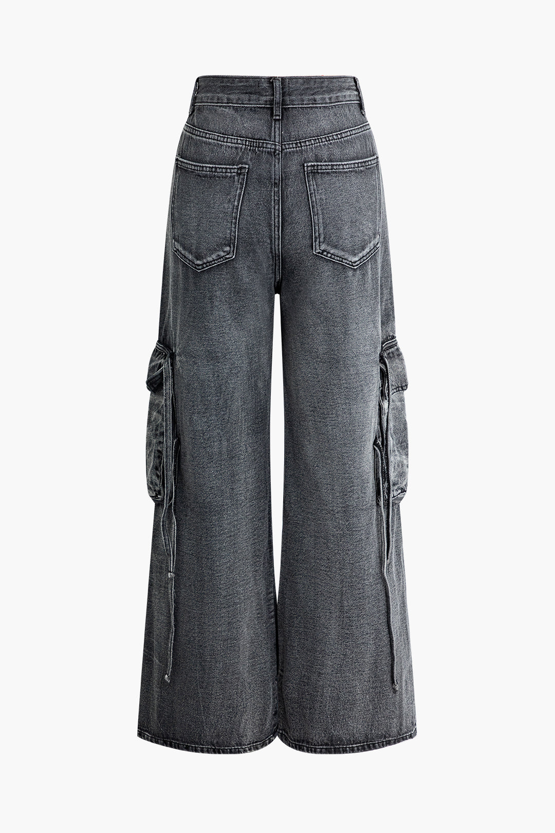 Faded Wide Leg Jeans with Flap Pockets for Y2K Aesthetic and Grunge Style Outfits