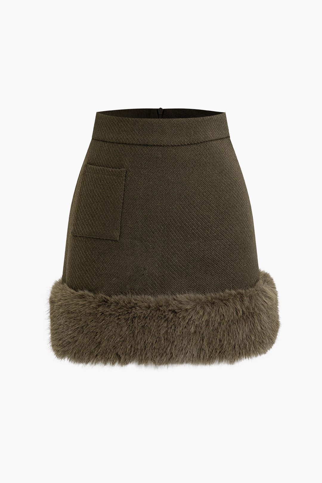 Faux Fur Hem Cargo Skirt - Y2K Aesthetic Grunge Style for Trendy Outfits