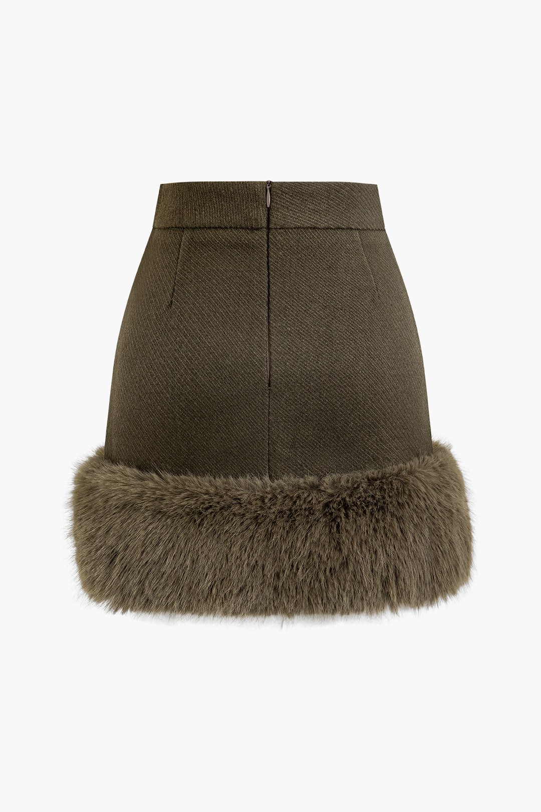 Faux Fur Hem Cargo Skirt - Y2K Aesthetic Grunge Style for Trendy Outfits