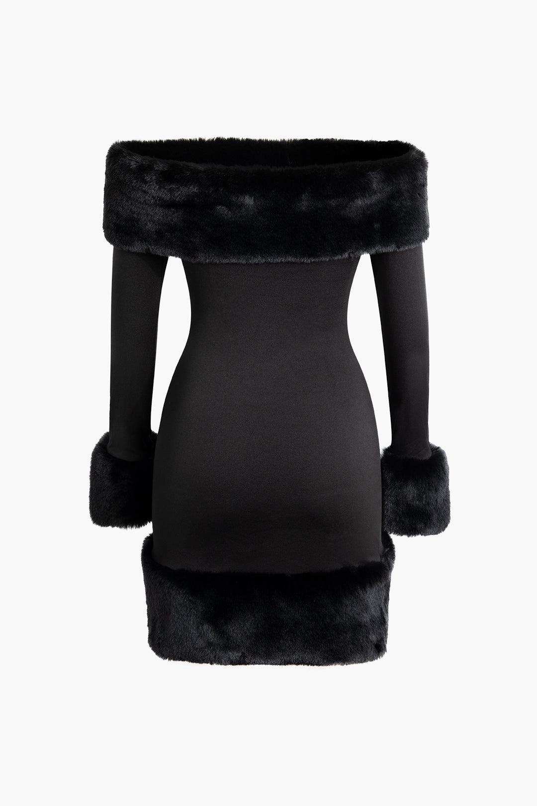 Faux Fur Trim Off Shoulder Midi Dress - Y2K Fashion Statement for Chic Coquette Style