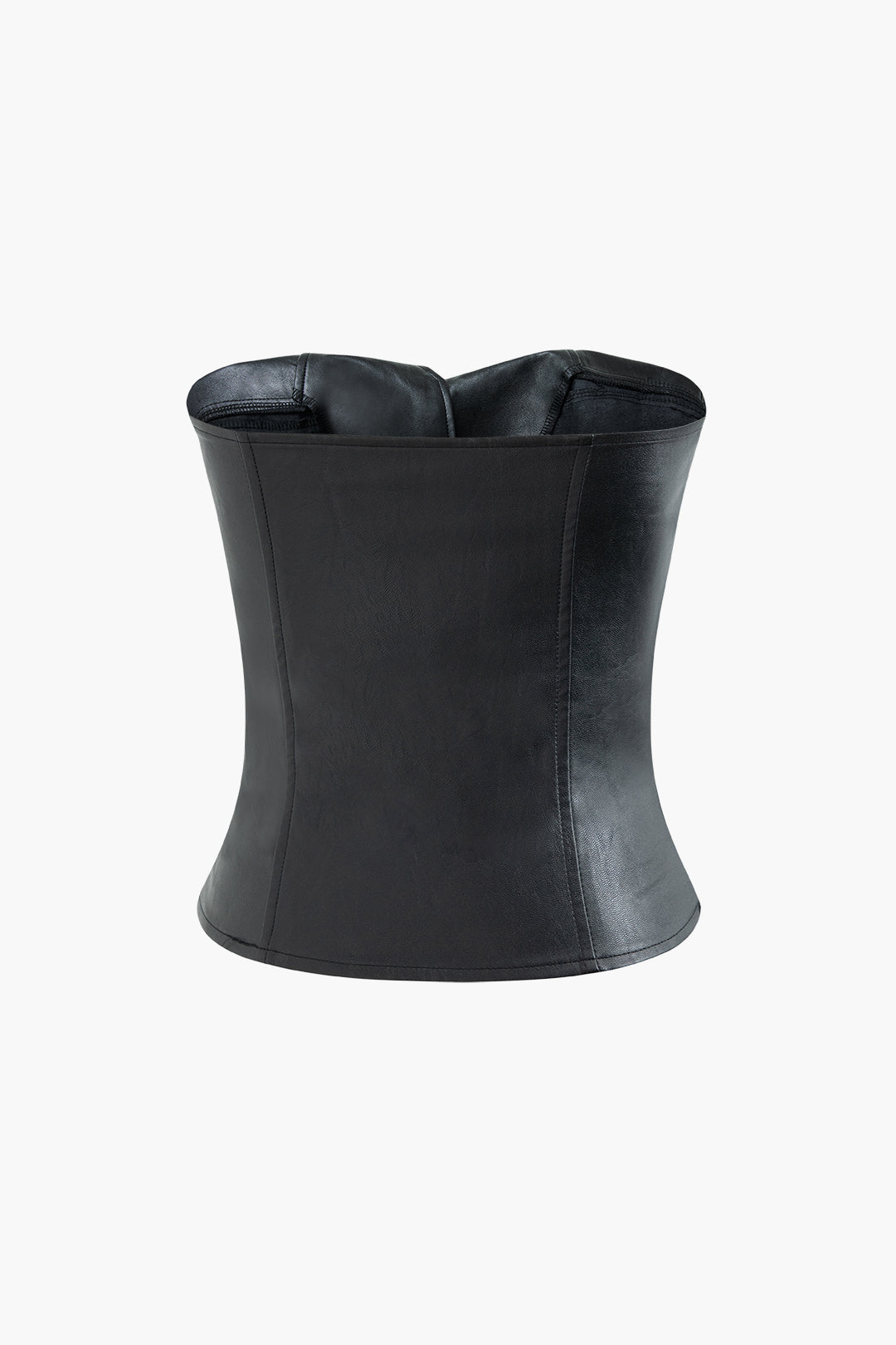 Faux Leather Foldover Zipper Tube Top - Y2K Aesthetic Fashion Essential for Trendy Outfits