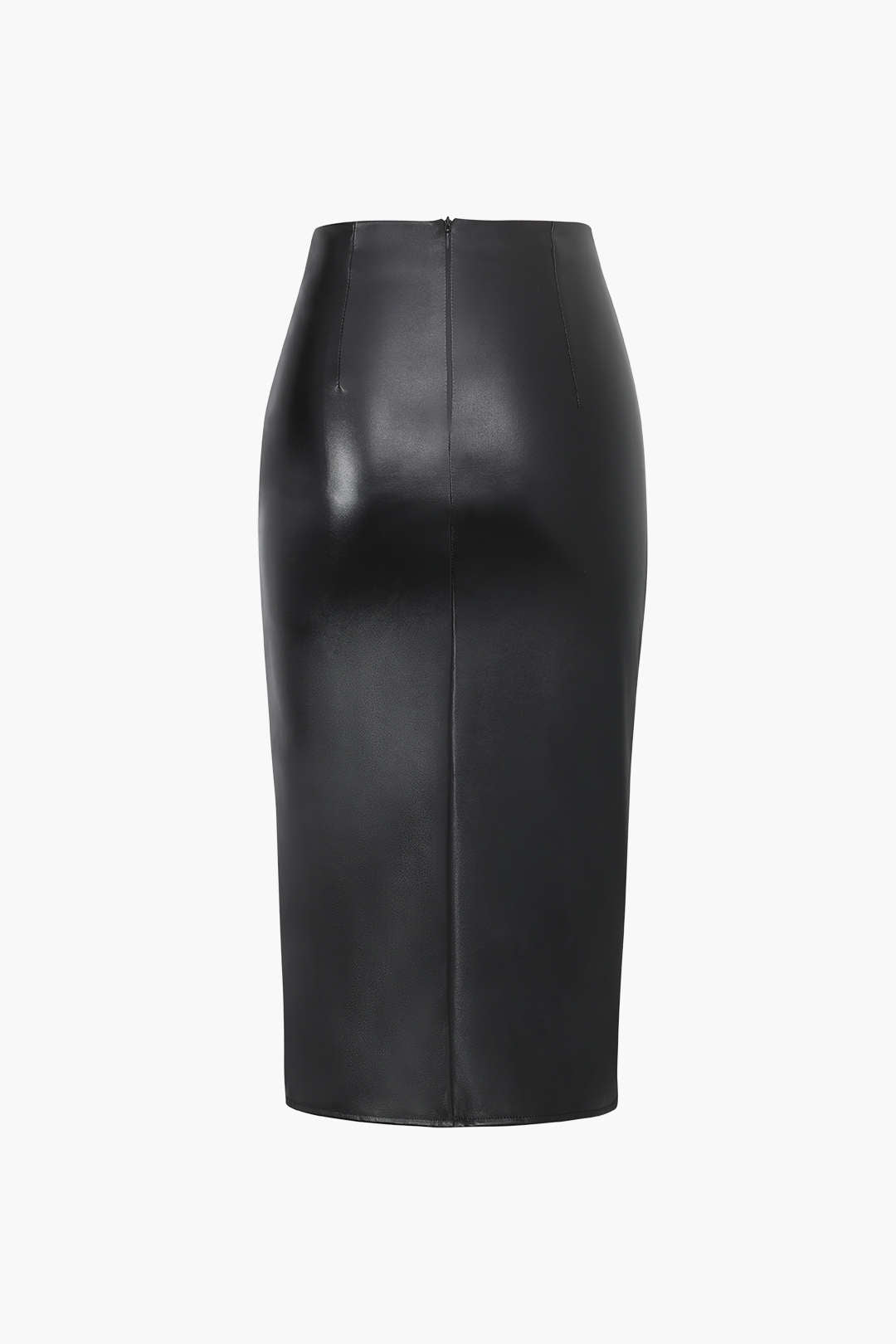 Faux Leather Ruched Midi Skirt for Y2K Fashion and Coquette Aesthetic Outfits