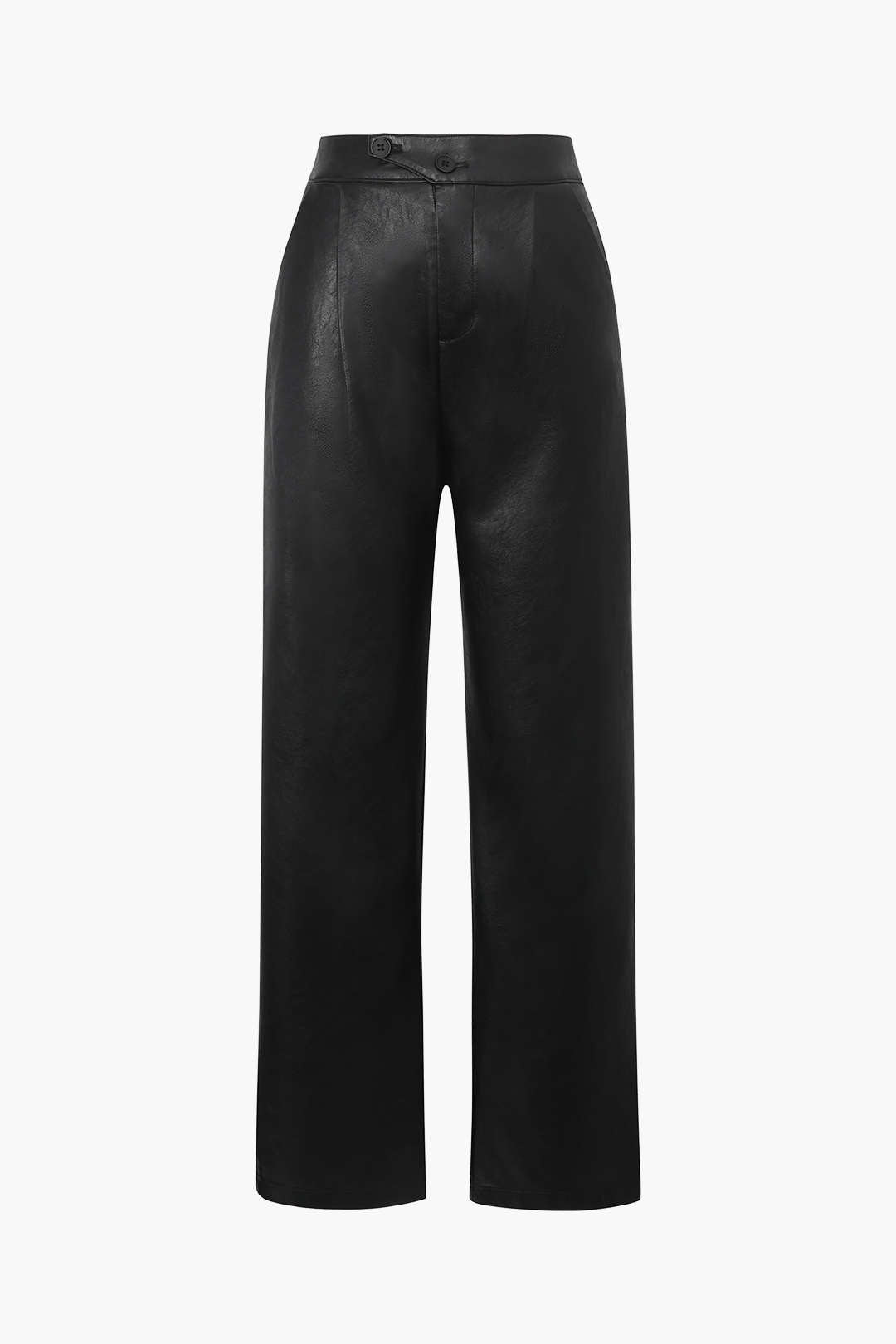 Faux Leather Straight Leg Pants with Elastic Waistband for Y2K and Grunge Aesthetic