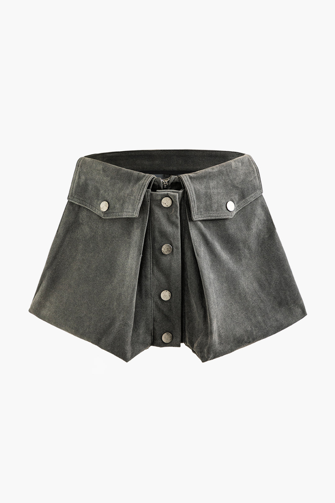 Faux Suede Button-Up Flap Pocket Cargo Skirt for Y2K and Coquette Aesthetic Outfits