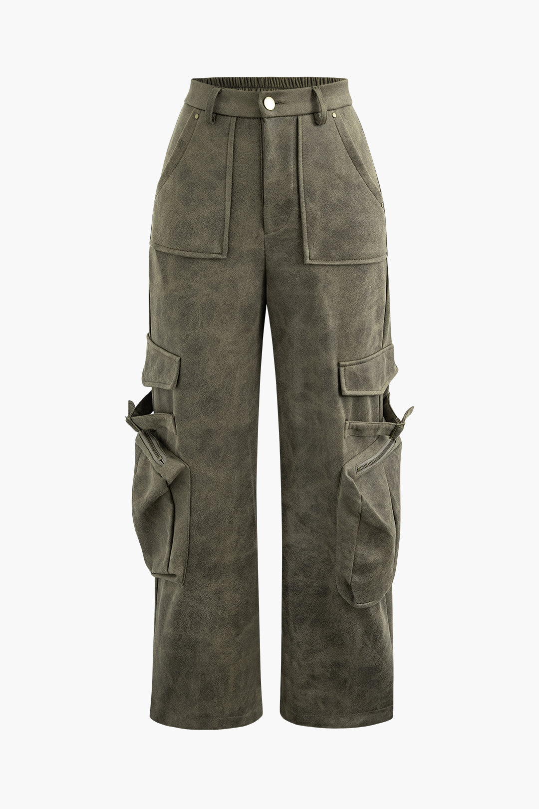 Faux Suede Multi Pocket Cargo Pants for Y2K Aesthetic and Grunge Style Outfits