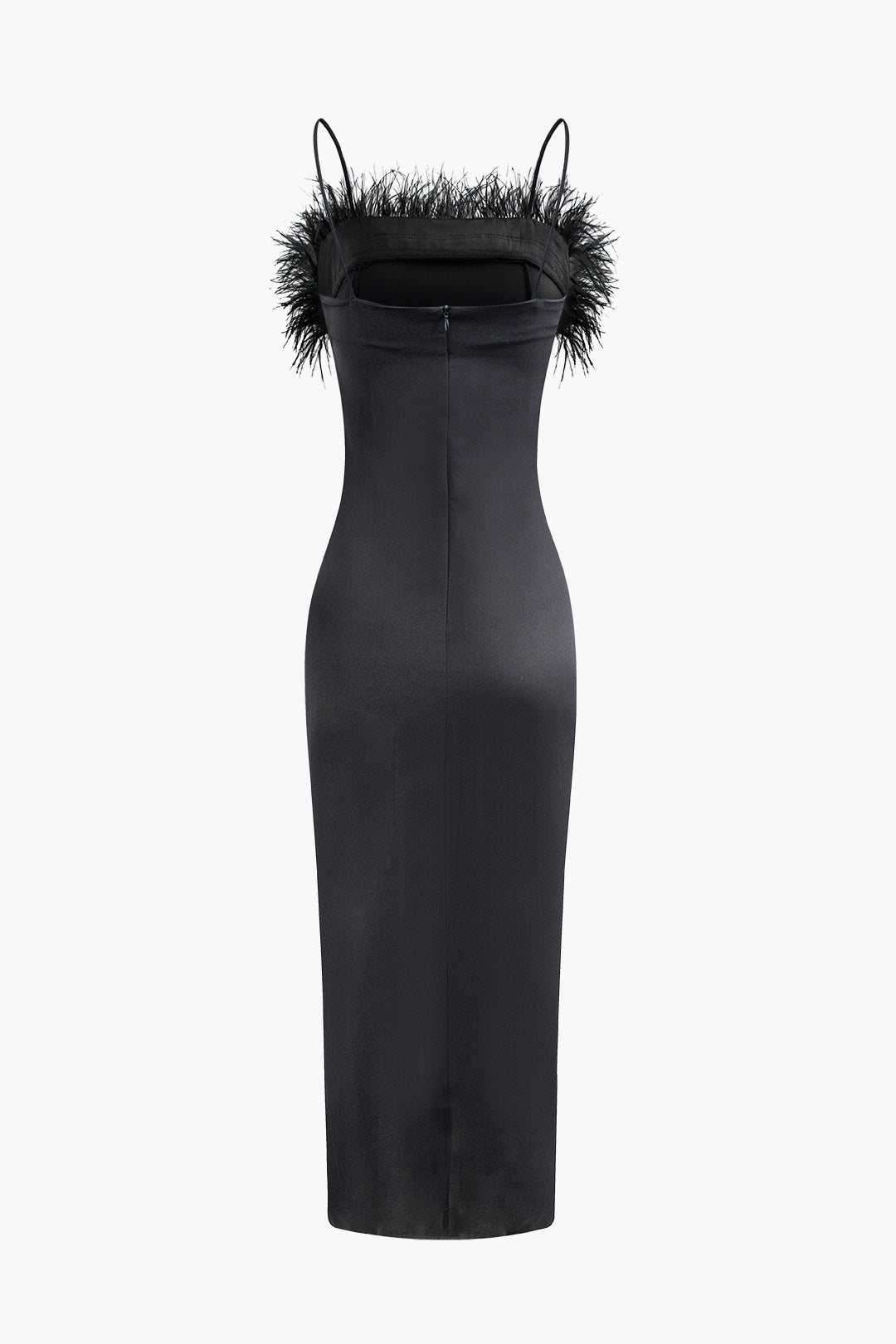 Feather Slit Y2K Aesthetic Slip Maxi Dress for Effortless Coquette Style