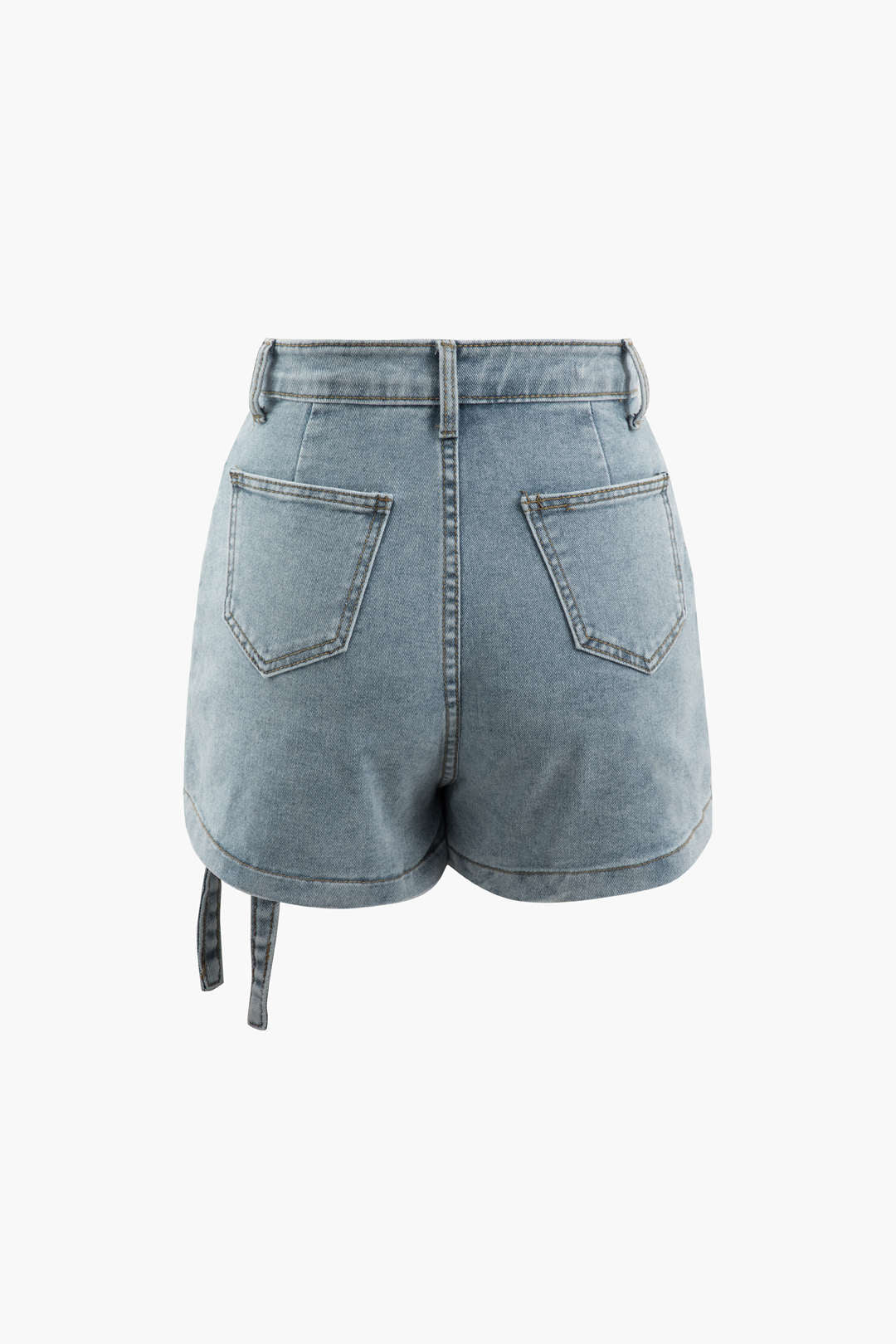 Flap Pocket Denim Wrap Shorts - Y2K Style with Vintage Aesthetic for Trendy Outfits