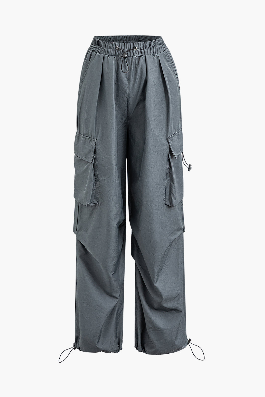 Flap Pocket Drawstring Cuffed Cargo Pants for Y2K Aesthetic and Grunge Style Outfits