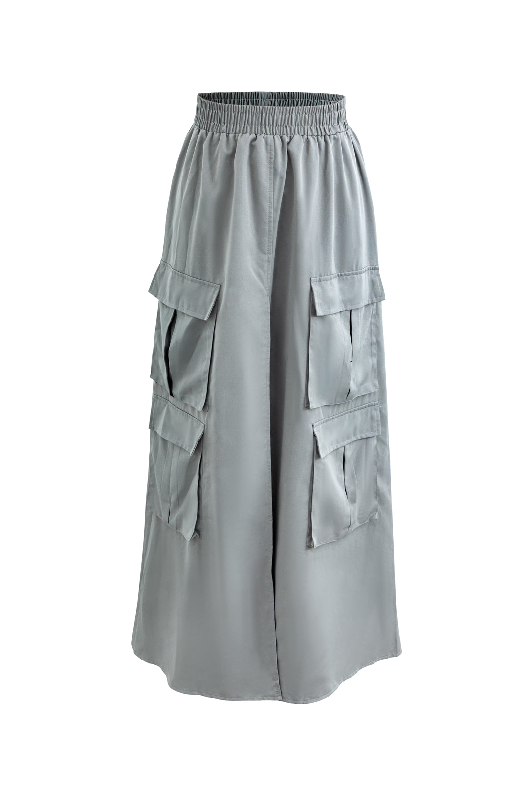 Flap Pocket Split Pleated Cargo Maxi Skirt in Y2K Aesthetic for Trendy Outfits