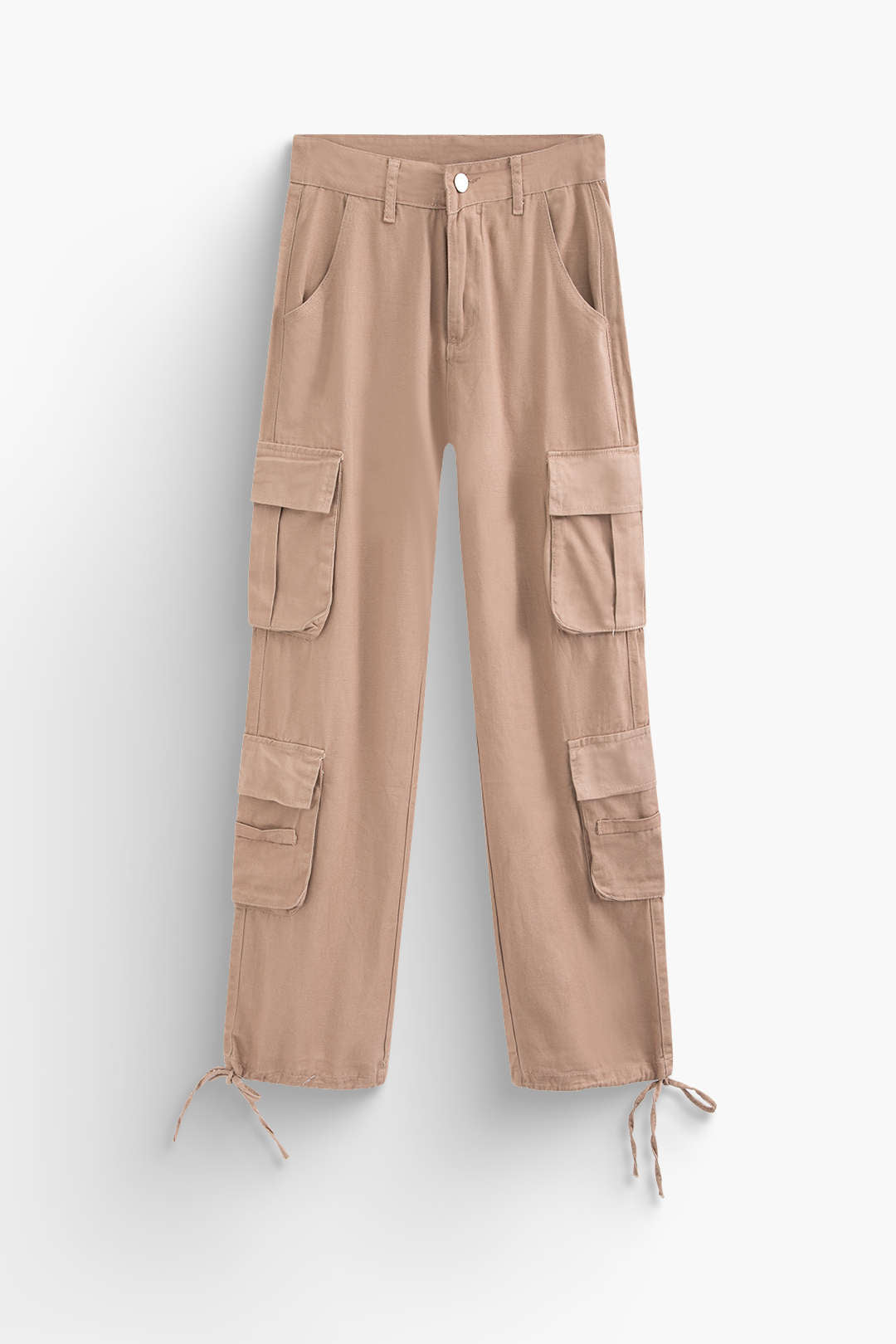 Flap Pocket Tie Waist Straight Leg Cargo Pants for Y2K Aesthetic Outfits