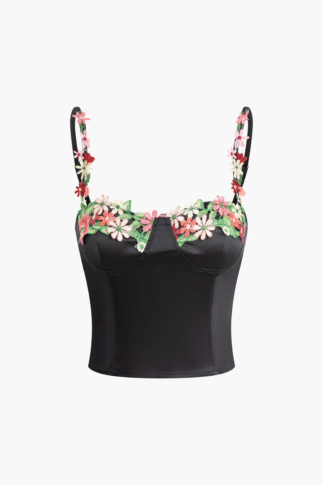 Floral Embroidery Zipper Cami Top - Y2K Aesthetic Cute Crop Top for Stylish Outfits