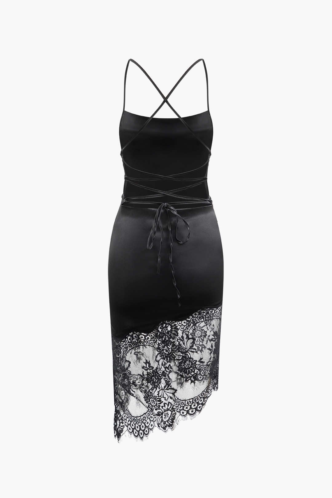 Floral Lace Hem Tie Back Midi Dress - Y2K Aesthetic Coquette Style for Effortless Elegance