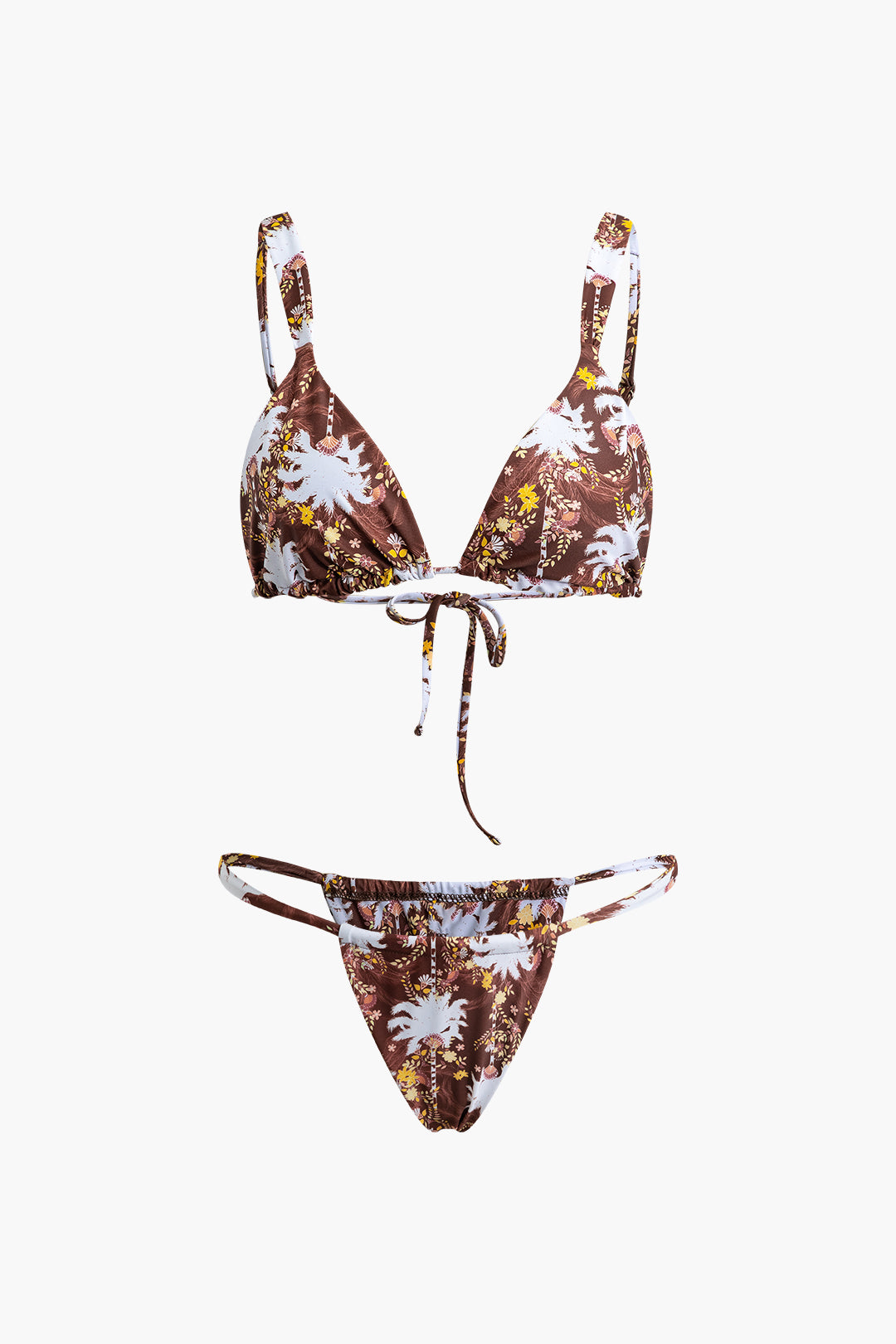 Floral Print Back Tie Bikini Set - Y2K Aesthetic Swimwear for Trendy Summer Vibes