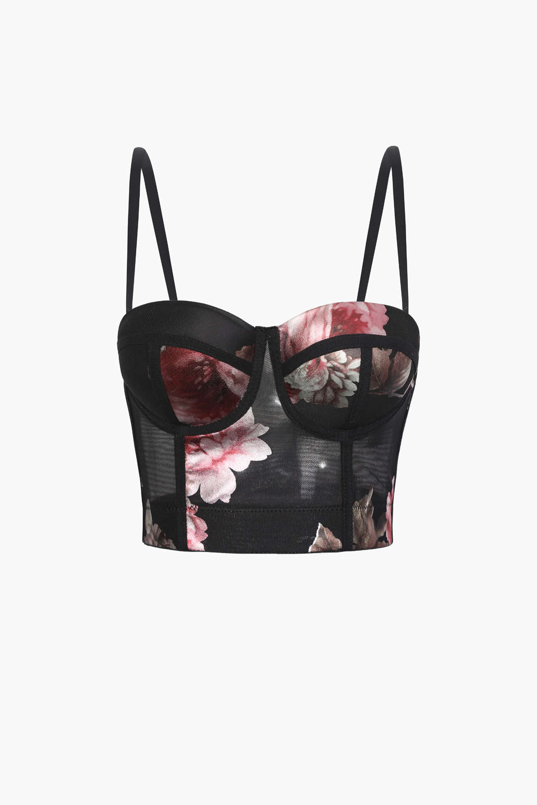 Floral Print Bustier Top - Y2K Aesthetic Cute Crop Top for Coquette and Grunge Styles