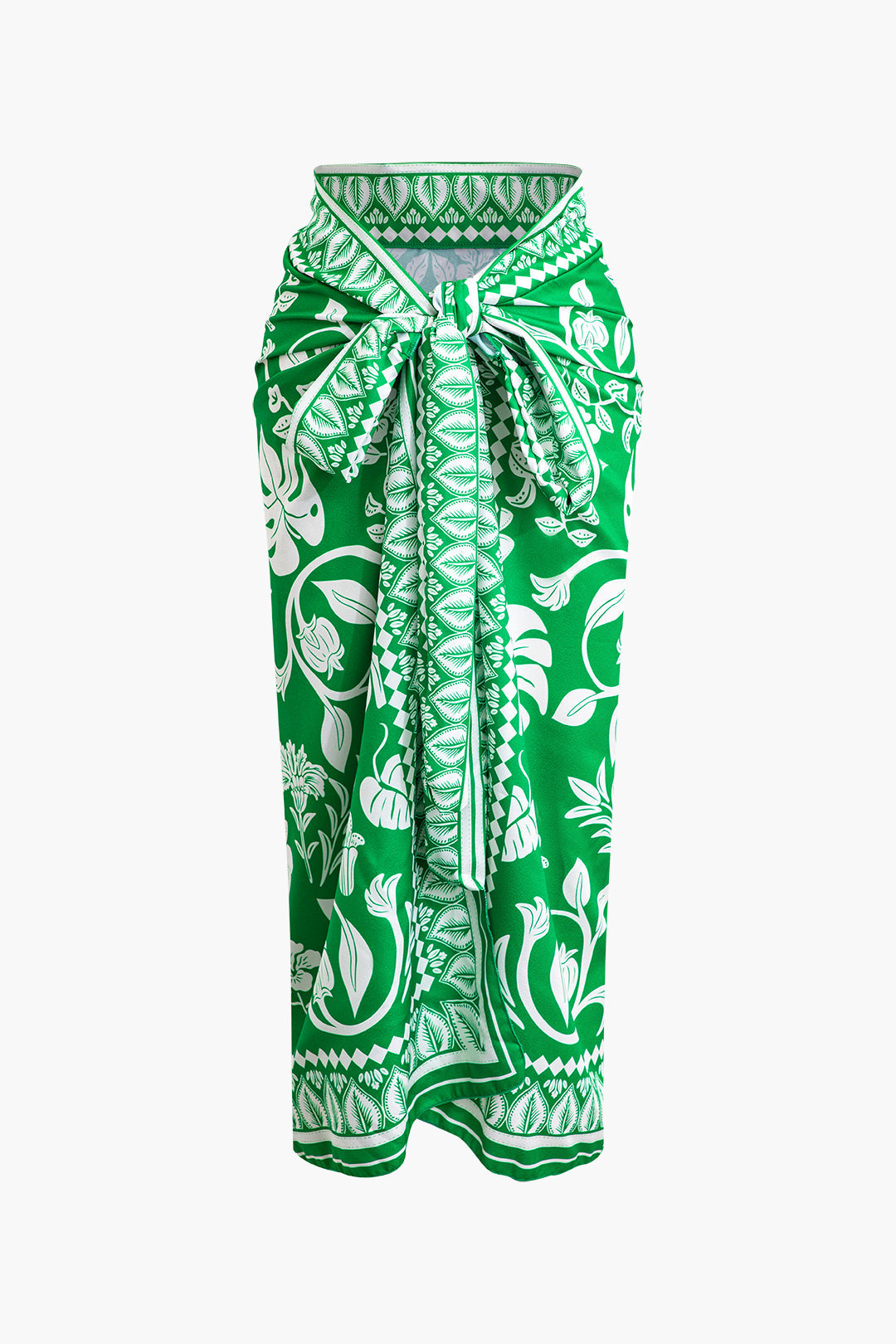 Floral Print Knot Tie Wrap Cover Up - Y2K Aesthetic Beachwear for Effortless Style