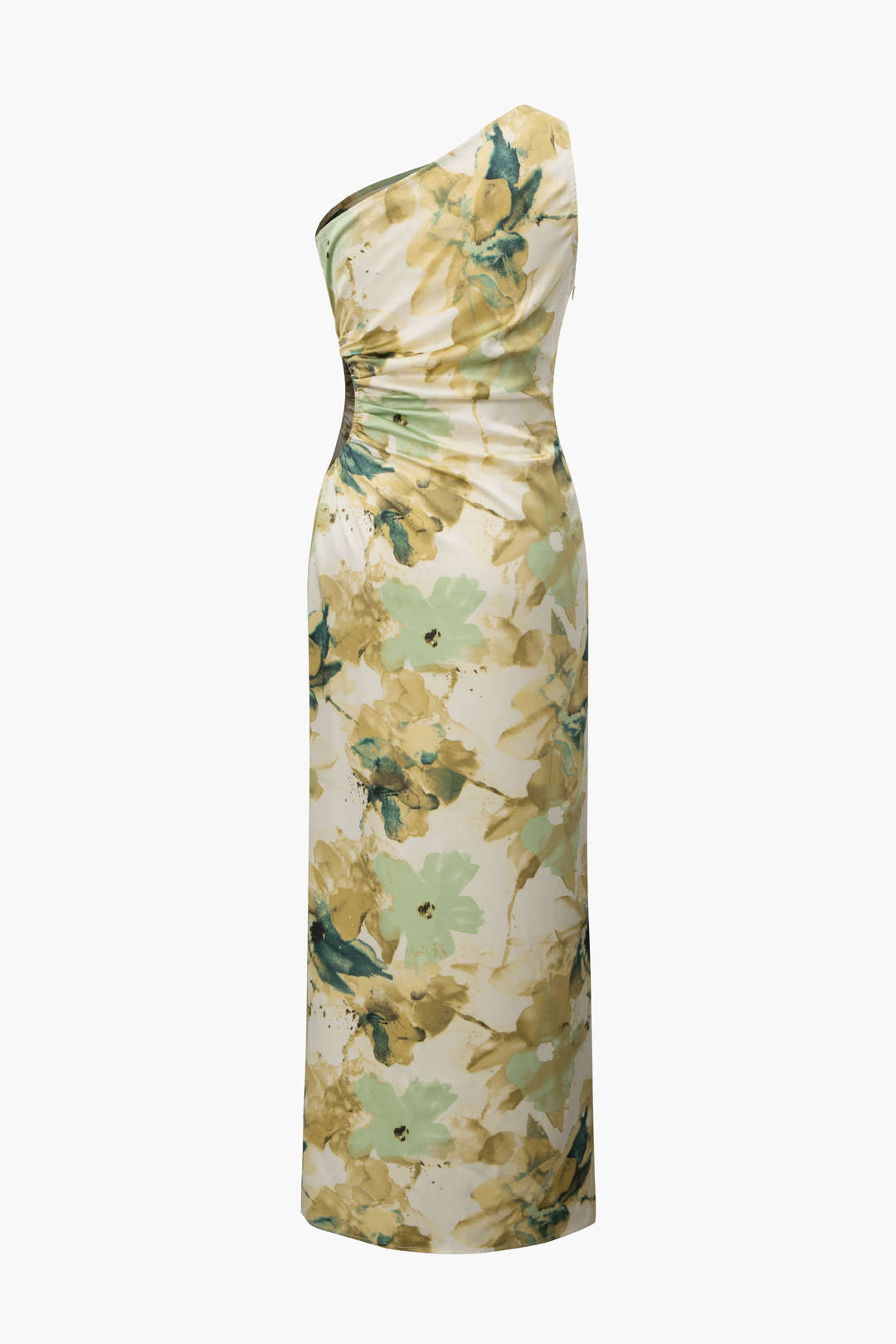 Floral Print One Shoulder Cut Out Slit Maxi Dress - Y2K Aesthetic Summer Style