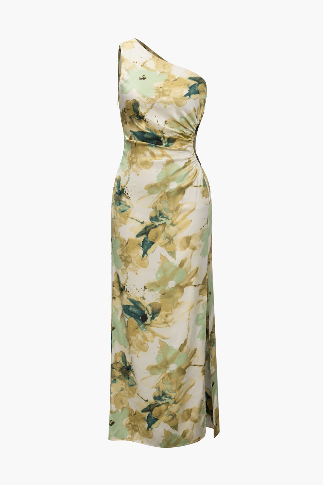 Floral Print One Shoulder Cut Out Slit Maxi Dress - Y2K Aesthetic Summer Style