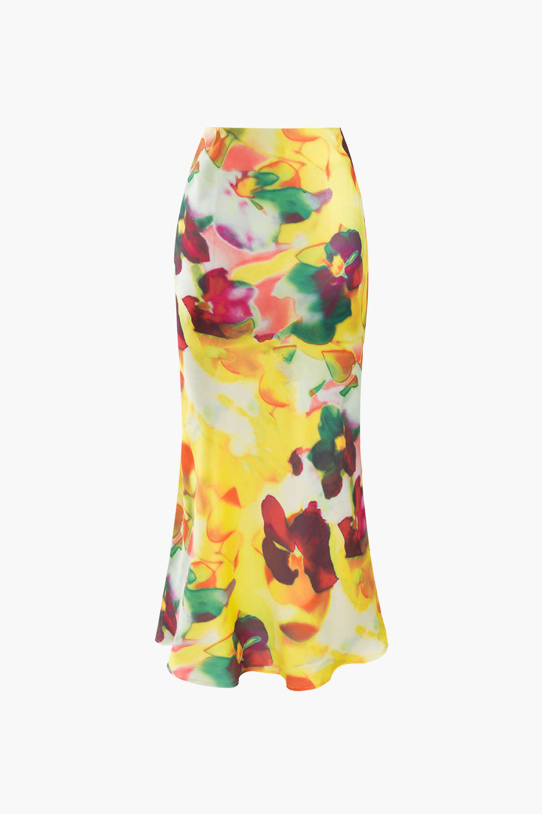 Floral Print Ruched Slit Midi Skirt - Y2K Aesthetic Cute Skirt for Trendy Outfits