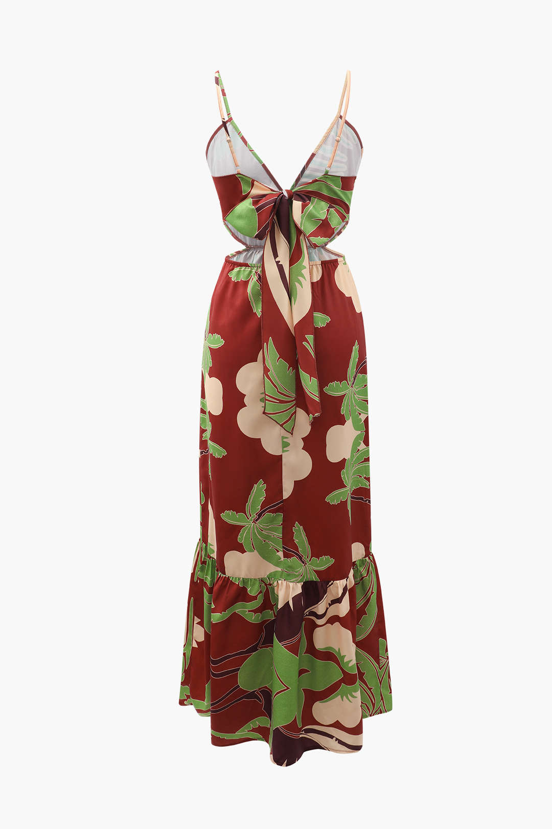 Floral Print Ruffle Maxi Dress with Tie Back - Y2K Aesthetic Summer Vibes