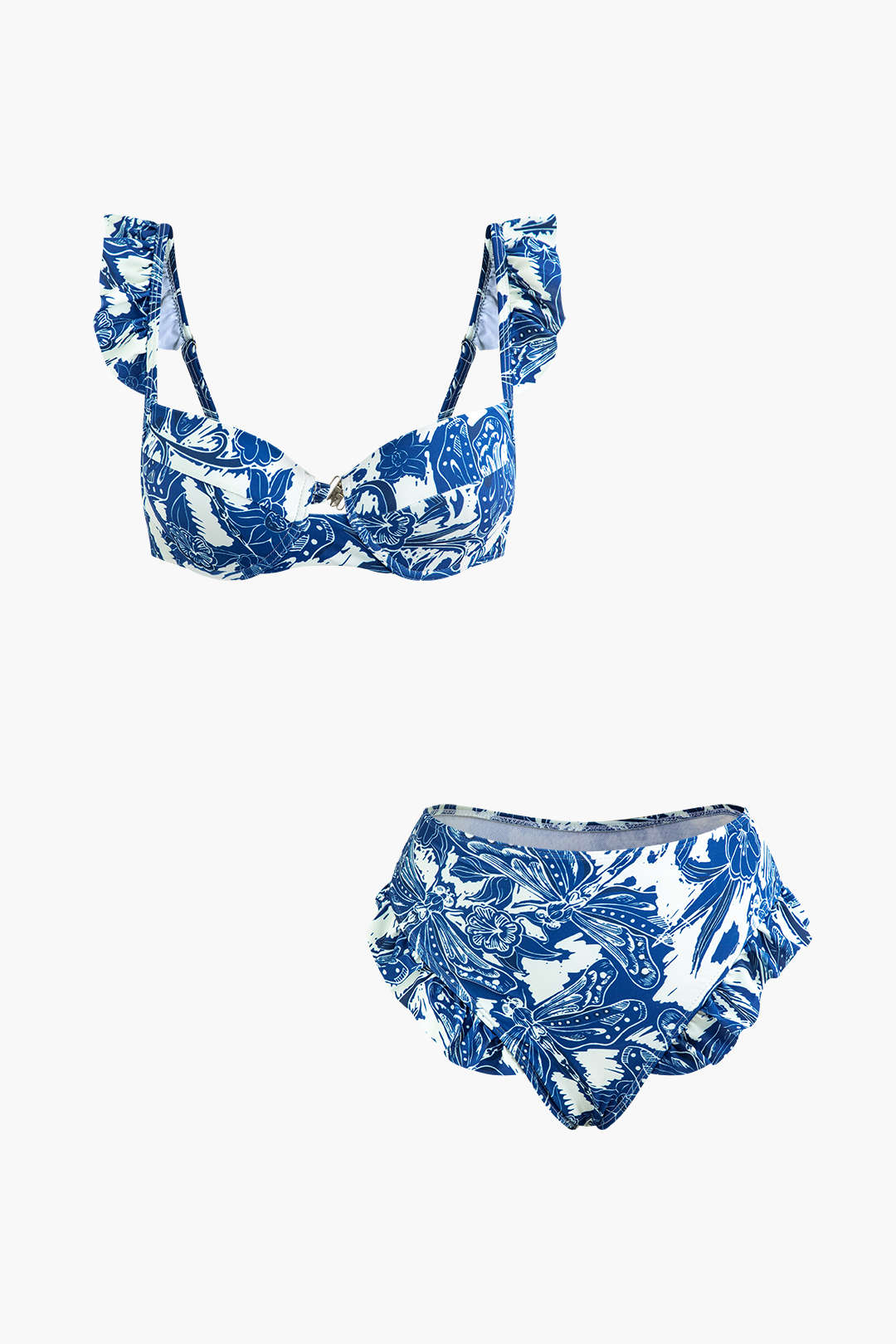 Floral Print Ruffle Y2K Aesthetic 2-Piece Bikini Set for Trendy Summer Vibes