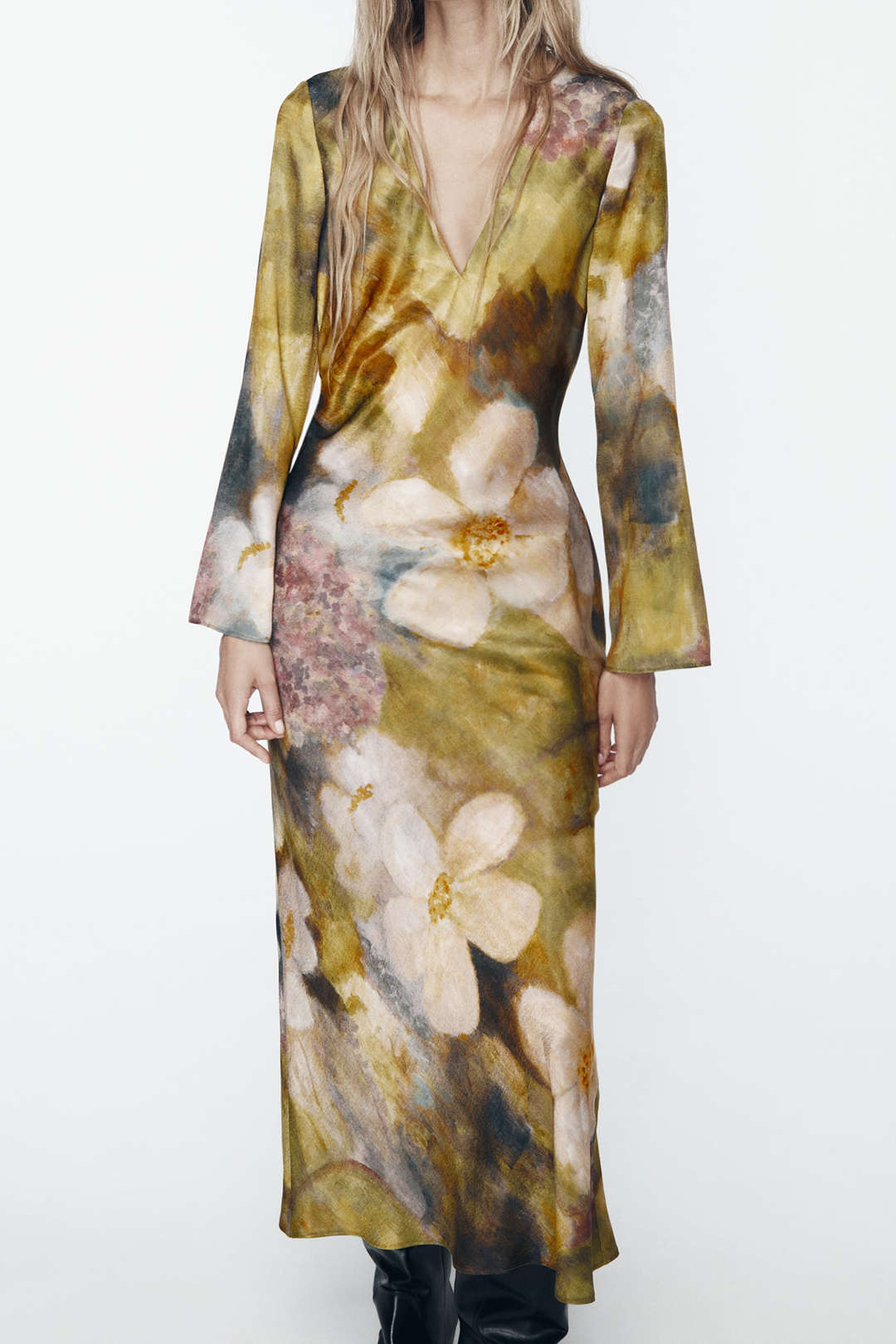 Floral Print V-Neck Long Sleeve Maxi Dress for Y2K Aesthetic and Coquette Style