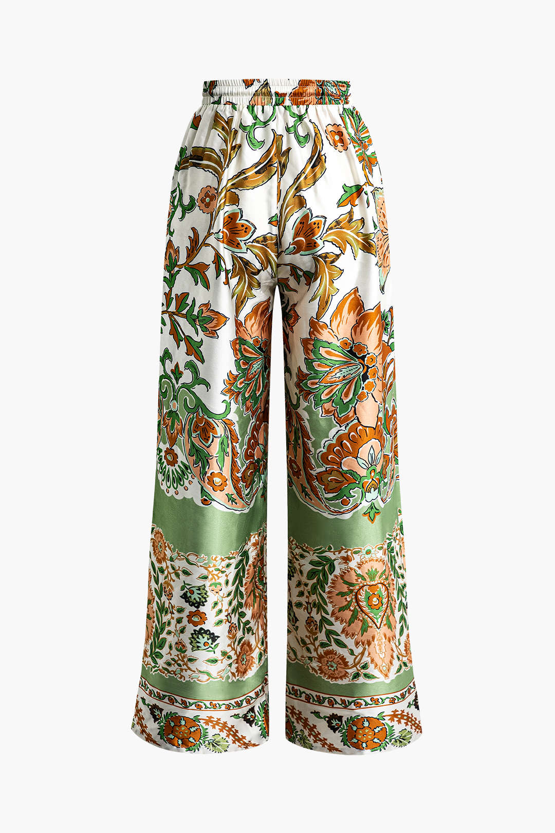 Floral Print Wide Leg Pants with Drawstring and Slit - Y2K Aesthetic Fashion Essential