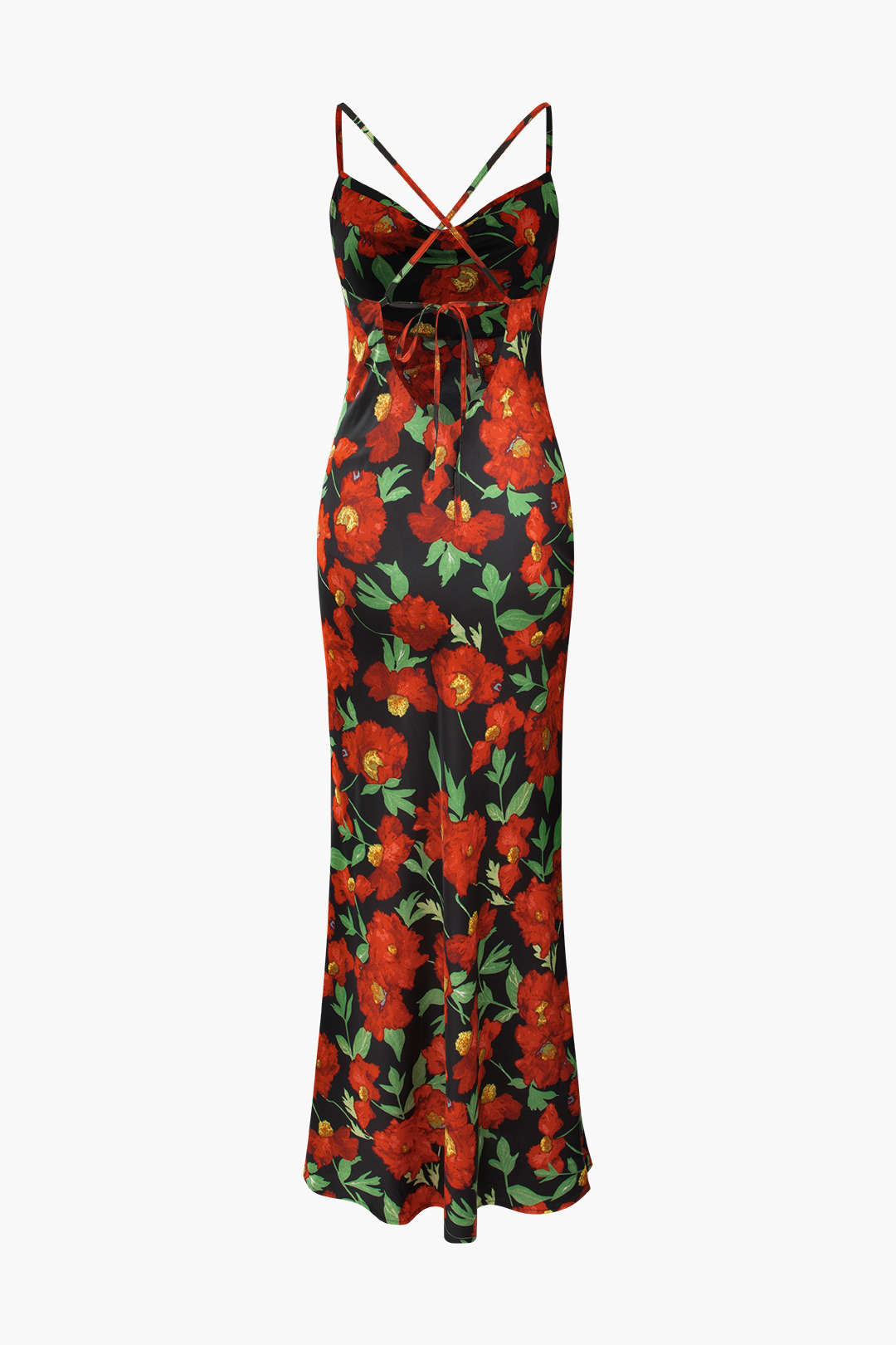 Floral Print Y2K Aesthetic Cross Tie Back Maxi Dress for Effortless Coquette Style