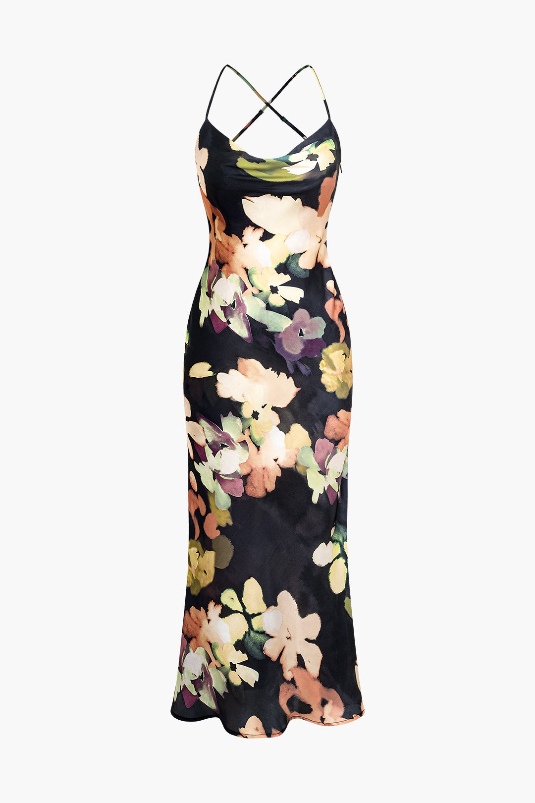 Floral Print Y2K Aesthetic Halter Midi Dress for Trendy Coquette Style