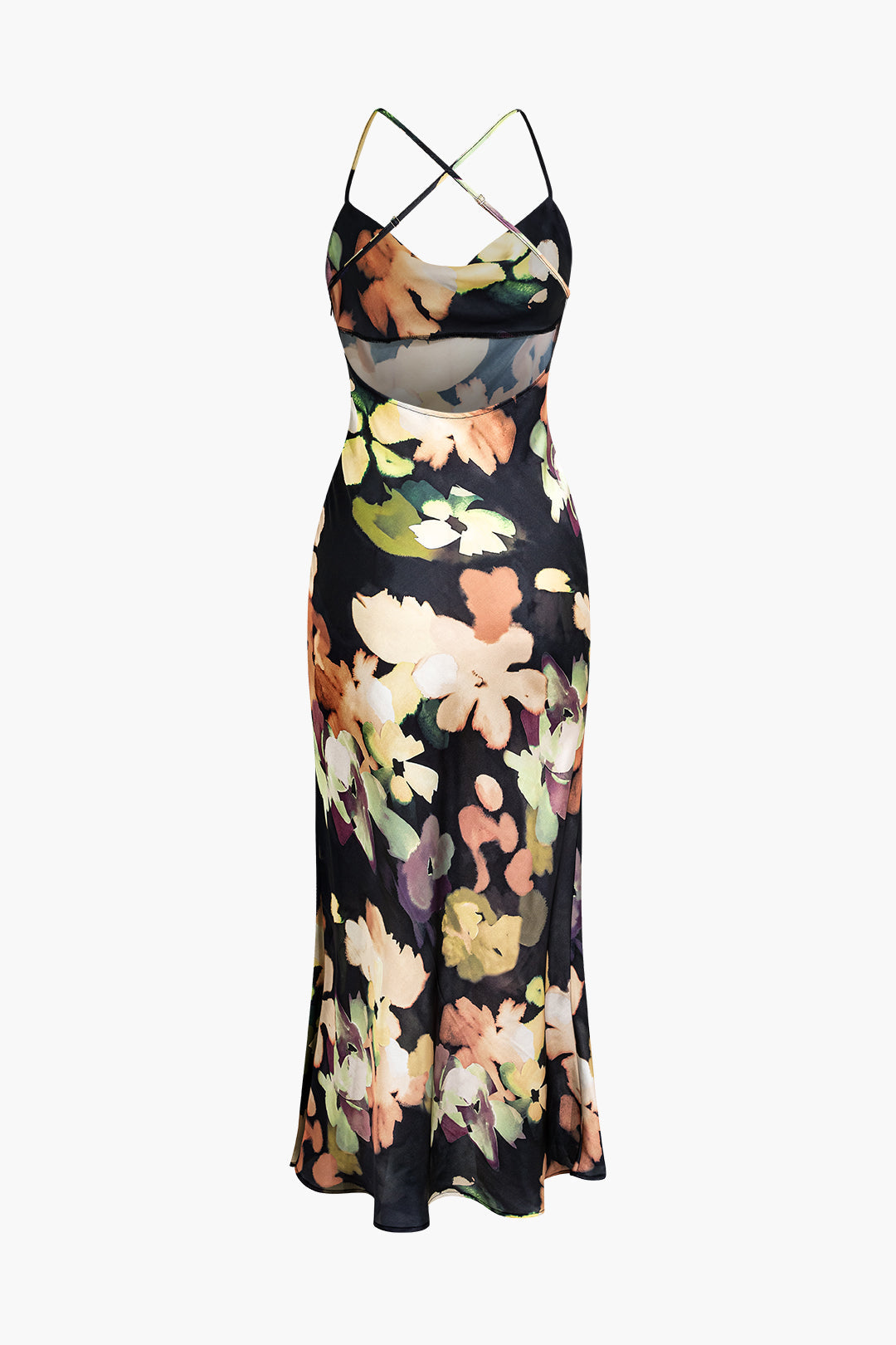 Floral Print Y2K Aesthetic Halter Midi Dress for Trendy Coquette Style