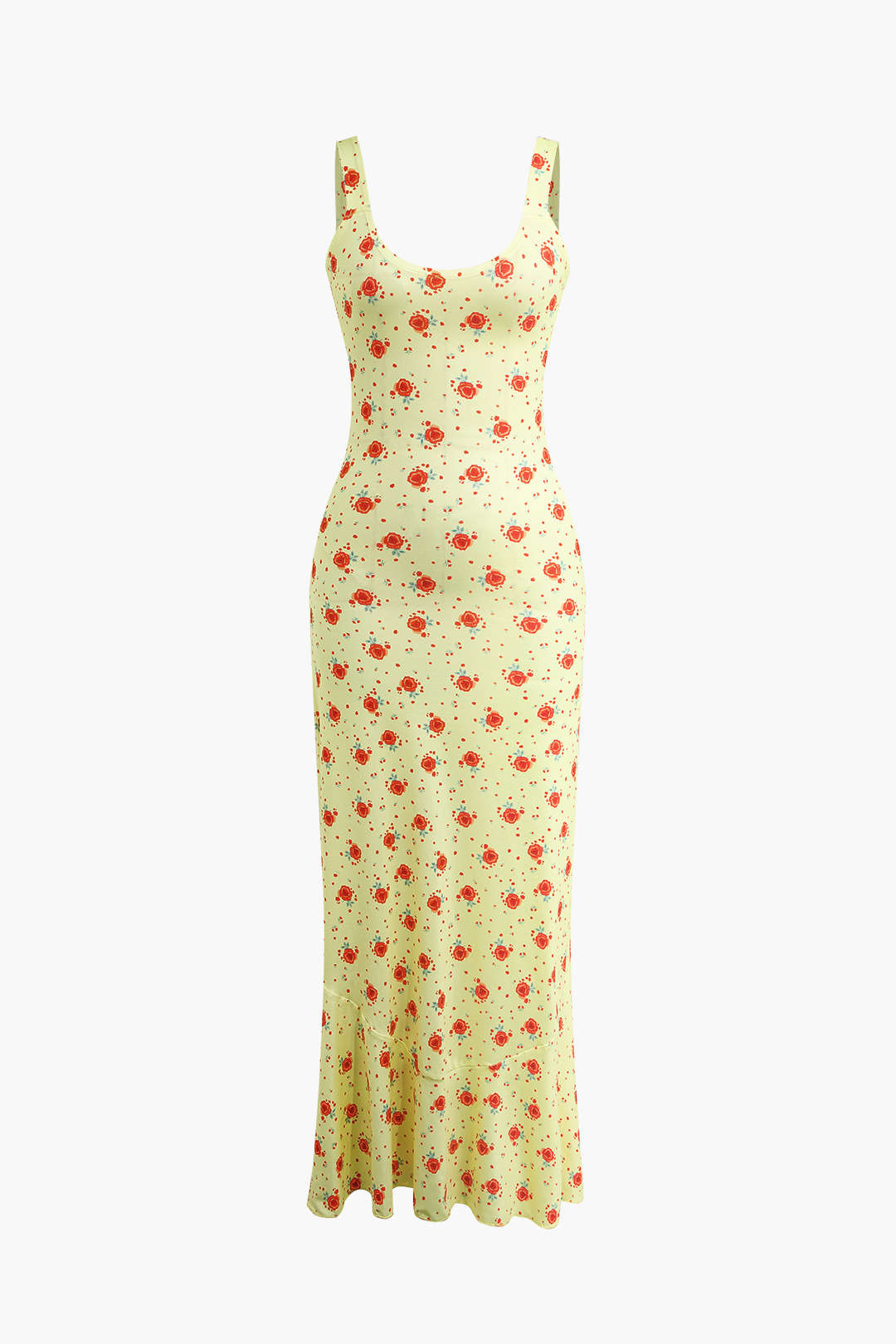 Floral Print Y2K Aesthetic Mermaid Slip Maxi Dress for Effortless Coquette Style