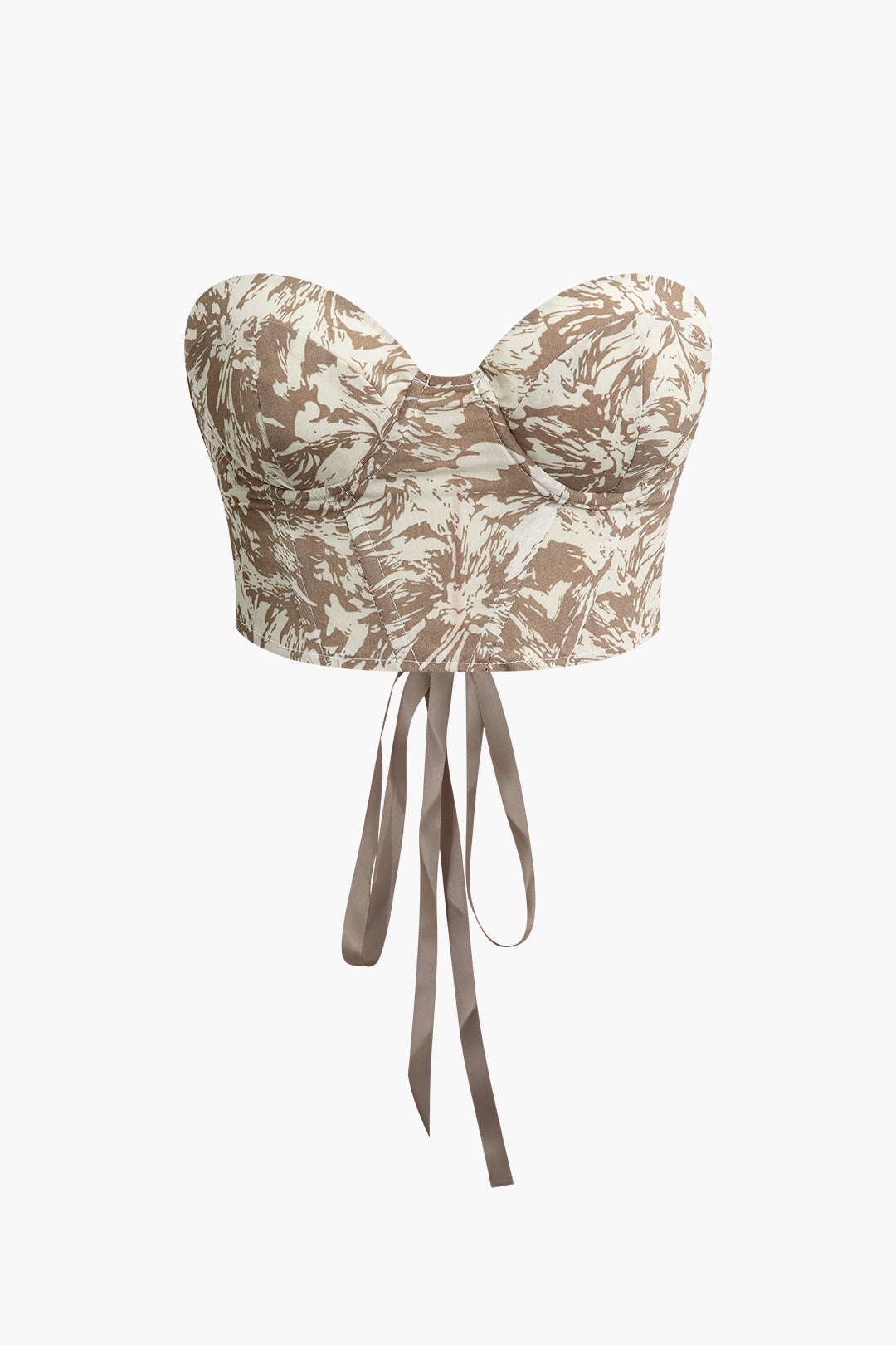 Floral Print Y2K Coquette Aesthetic Braided Tie Bustier Top for Trendy Outfits