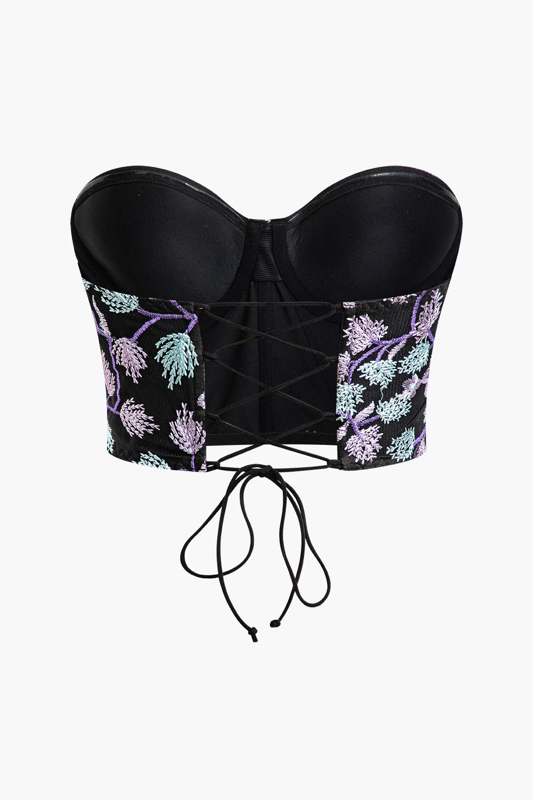 Flower Embroidery Tie Back Bustier Tube Top - Y2K Aesthetic Cute Crop Top for Stylish Outfits