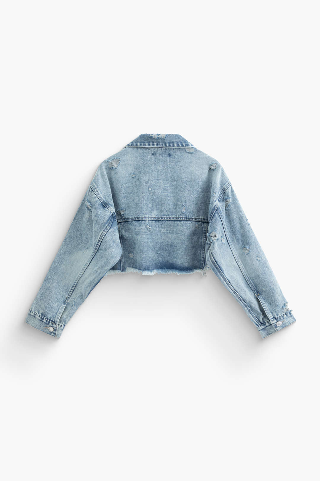 Frayed Button Crop Denim Jacket - Y2K Aesthetic Essential for Grunge and Coquette Outfits