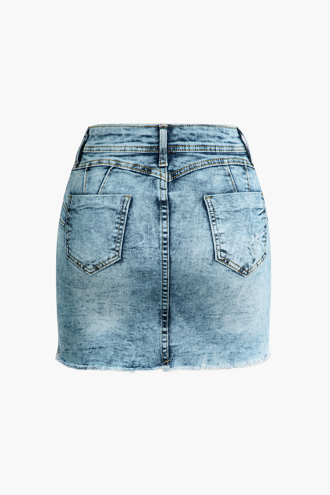 Frayed Denim Cargo Skirt with Zipper Pockets - Y2K Aesthetic Fashion Essential