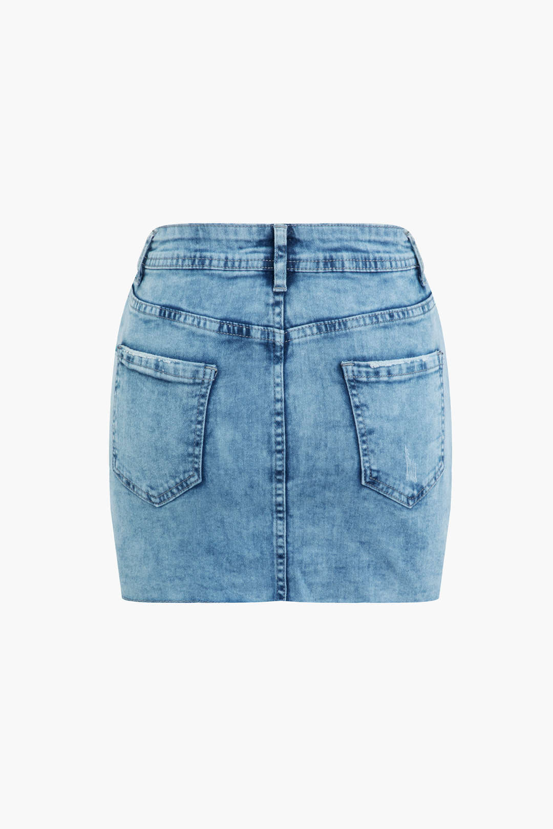 Frayed Denim Mini Skirt - Y2K Aesthetic Cargo Skirt for Grunge and Coquette Outfits