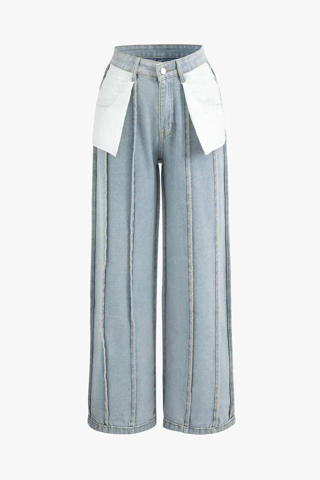 Frayed Detail Straight Leg Jeans - Y2K Style Denim for Trendy Aesthetic Outfits