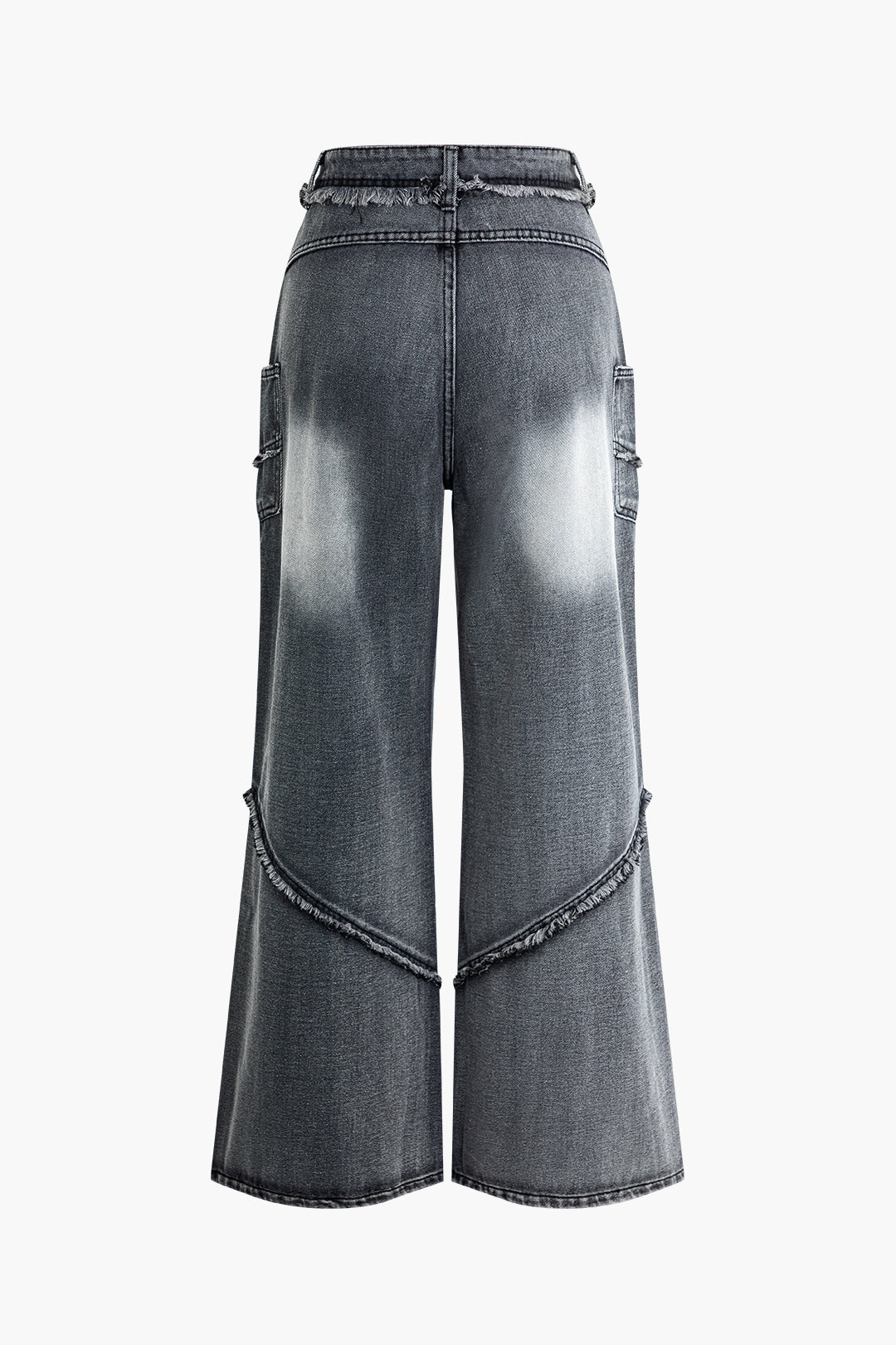 Frayed Faded Wide Leg Jeans - Y2K Style Denim for Grunge Aesthetic Outfits