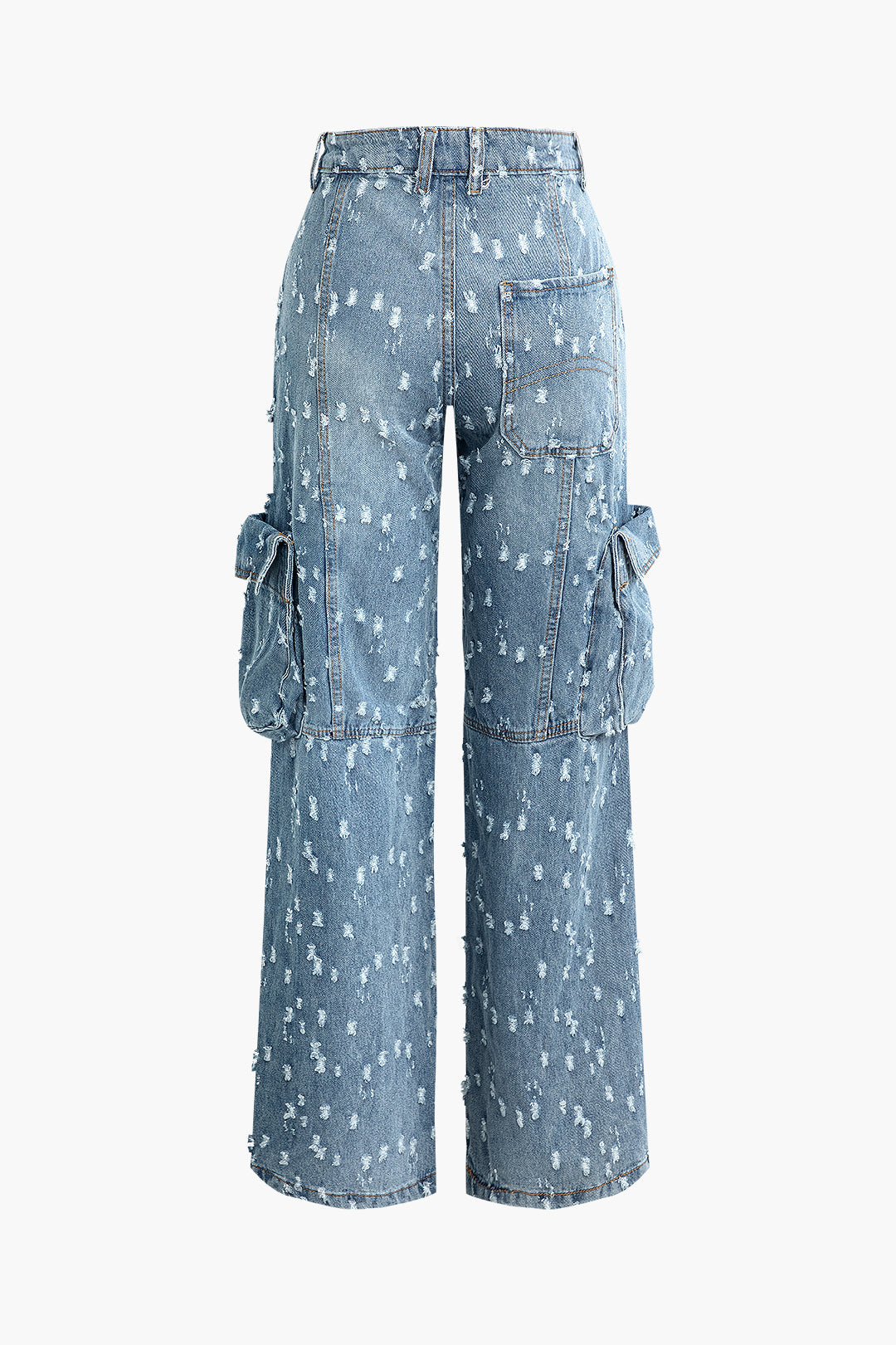 Frayed Flap Pocket Straight Leg Cargo Jeans - Y2K Aesthetic Grunge Style Essential