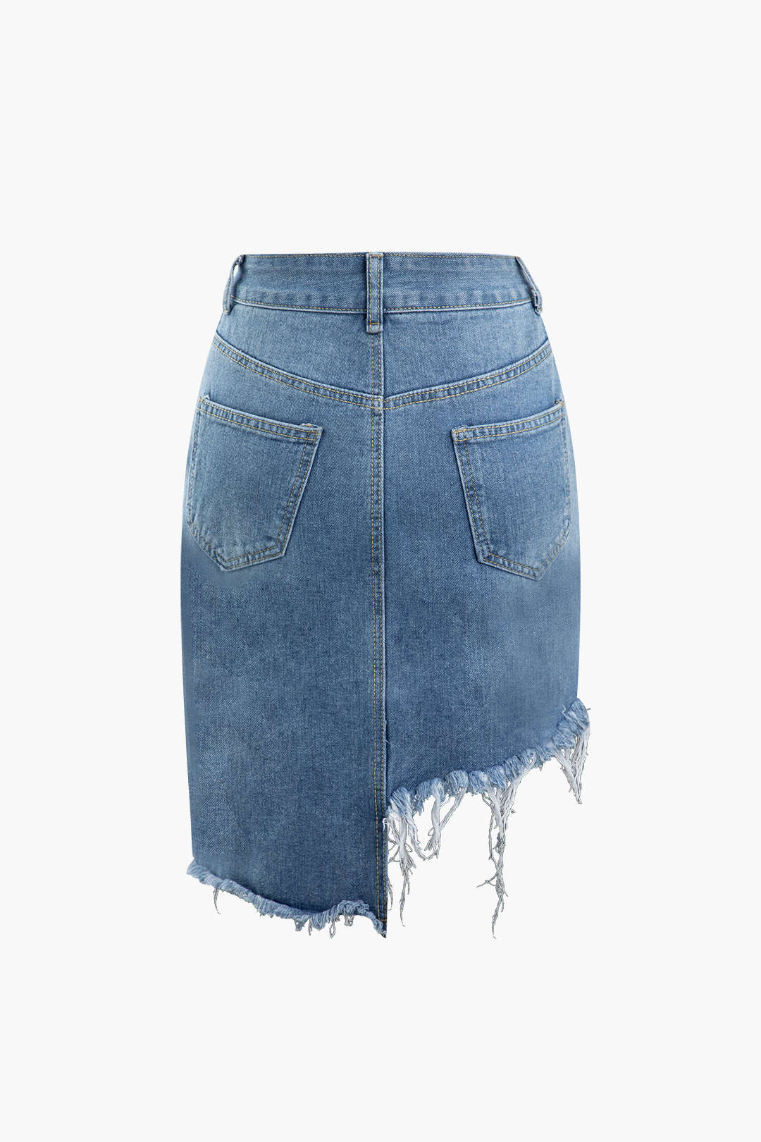 Frayed Hem Asymmetric Denim Skirt - Y2K Aesthetic Grunge Style for Trendy Outfits