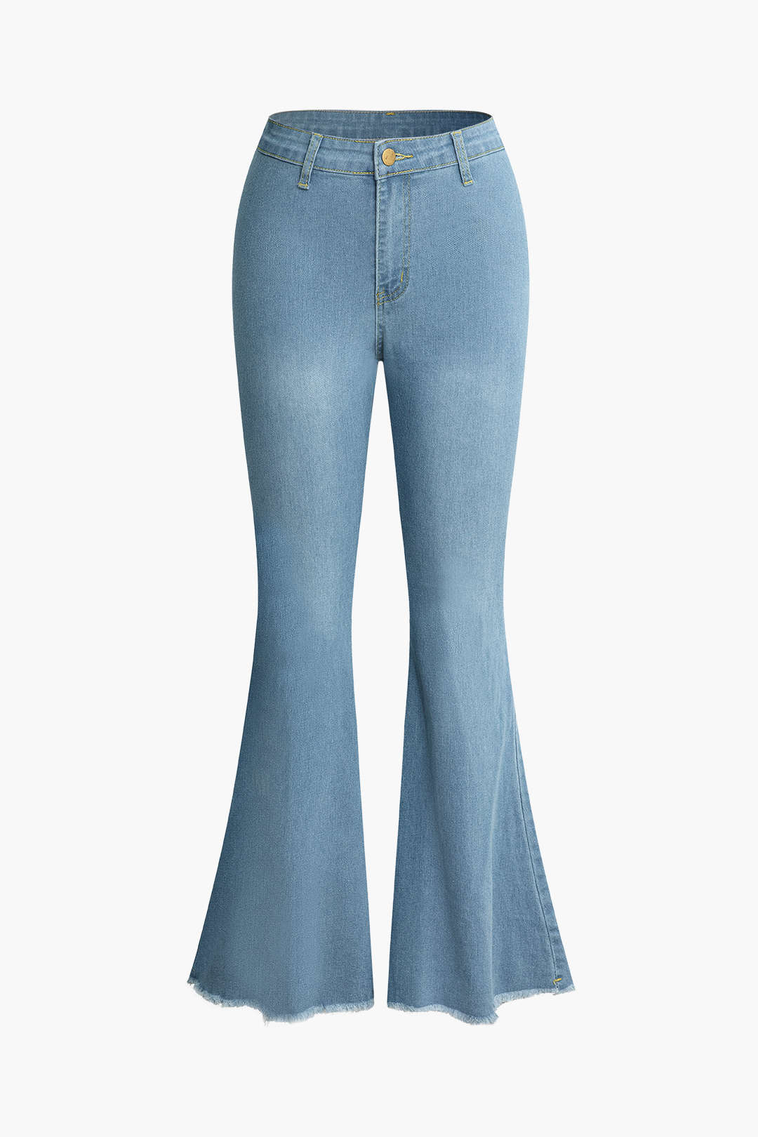 Frayed Hem Flare Leg Jeans - Y2K Style Denim for Trendy Aesthetic Outfits