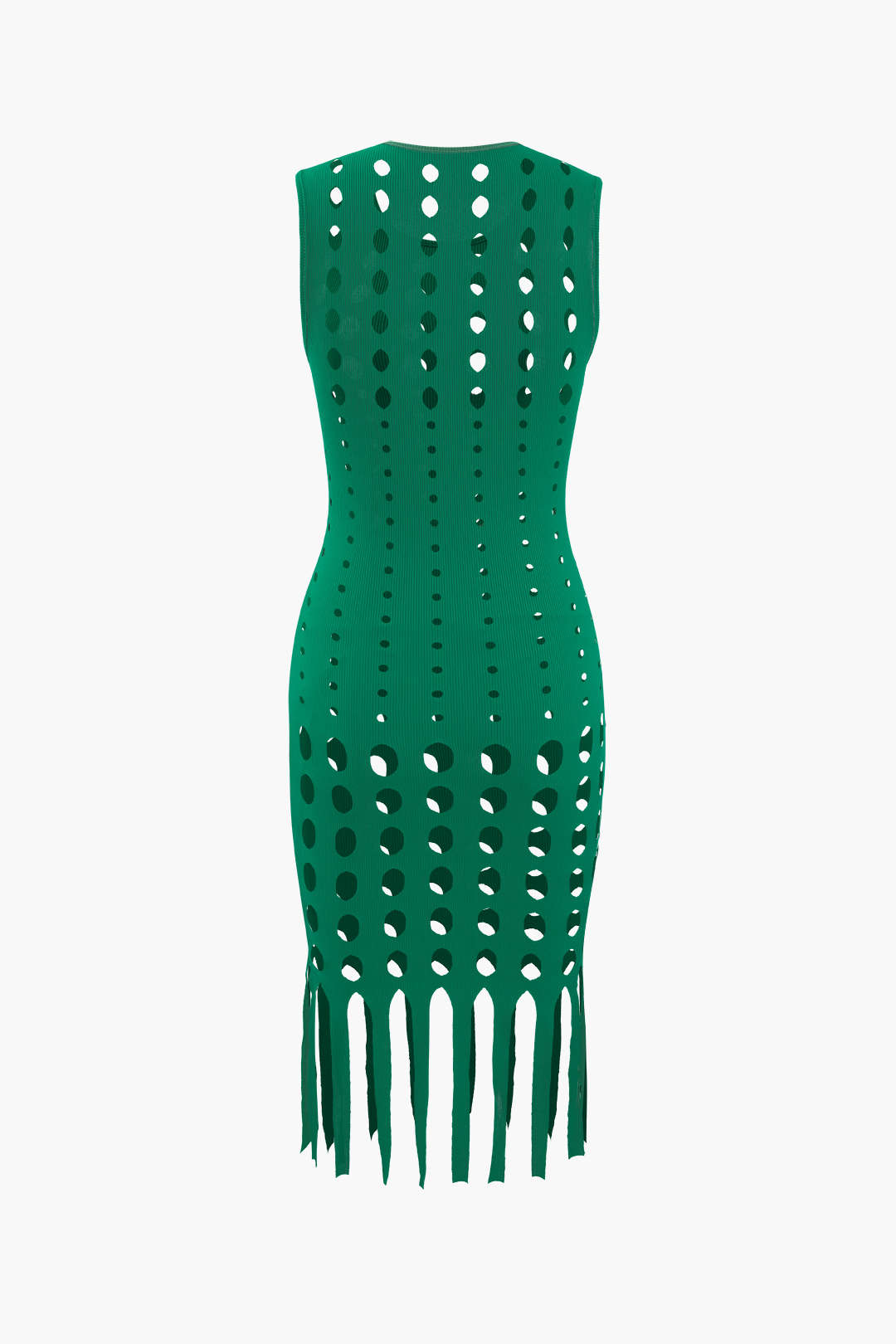 Fringe Hem Cut Out Sleeveless Midi Dress - Y2K Aesthetic Fashion Statement Piece