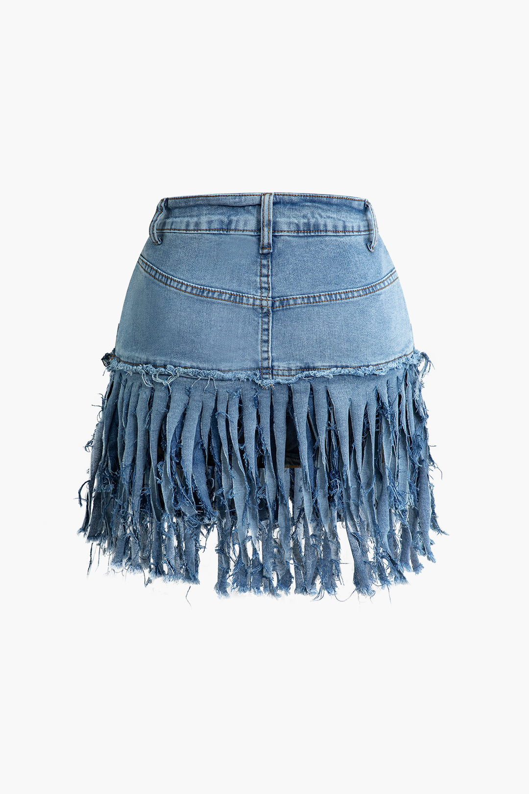 Fringe Hem Denim Mini Skirt - Y2K Aesthetic Grunge Style for Trendy Outfits