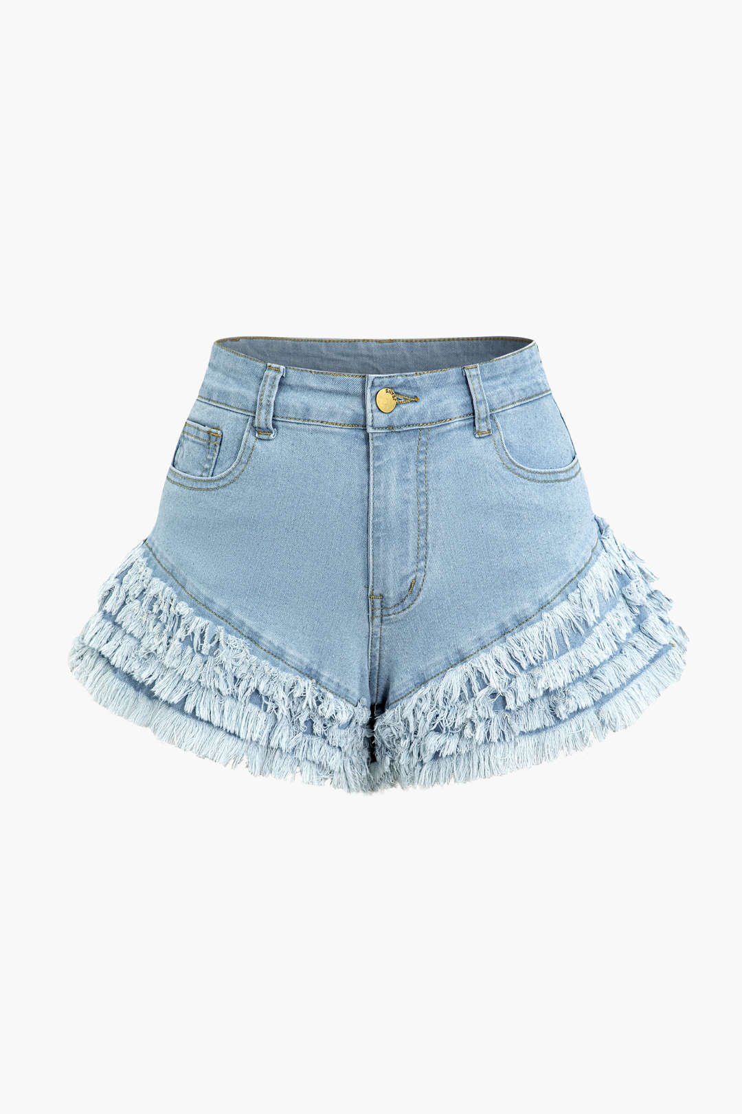 Fringe Hem Denim Shorts - Y2K Style Grunge Aesthetic for Trendy Summer Outfits