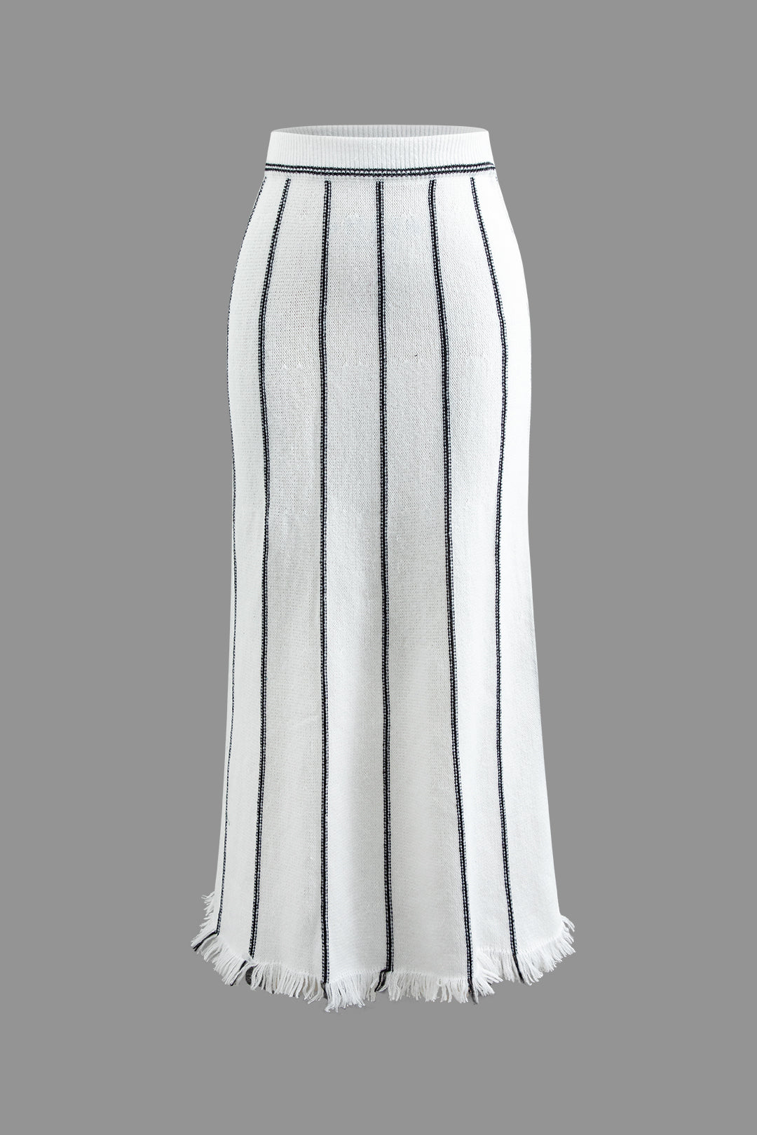 Fringe Hem Knit Midi Skirt in Y2K Style - Trendy Aesthetic for Coquette and Grunge Looks