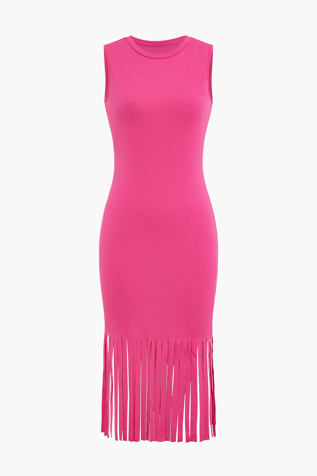 Fringe Hem Sleeveless Midi Dress - Y2K Aesthetic Chic for Effortless Style